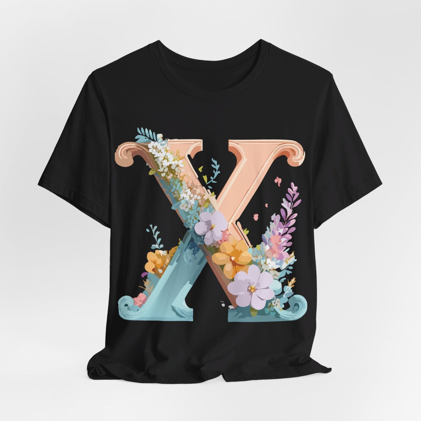 Letter X Shirt Graphic Tee Unisex Short Sleeve Vintage Inspired Adelpha Art Design