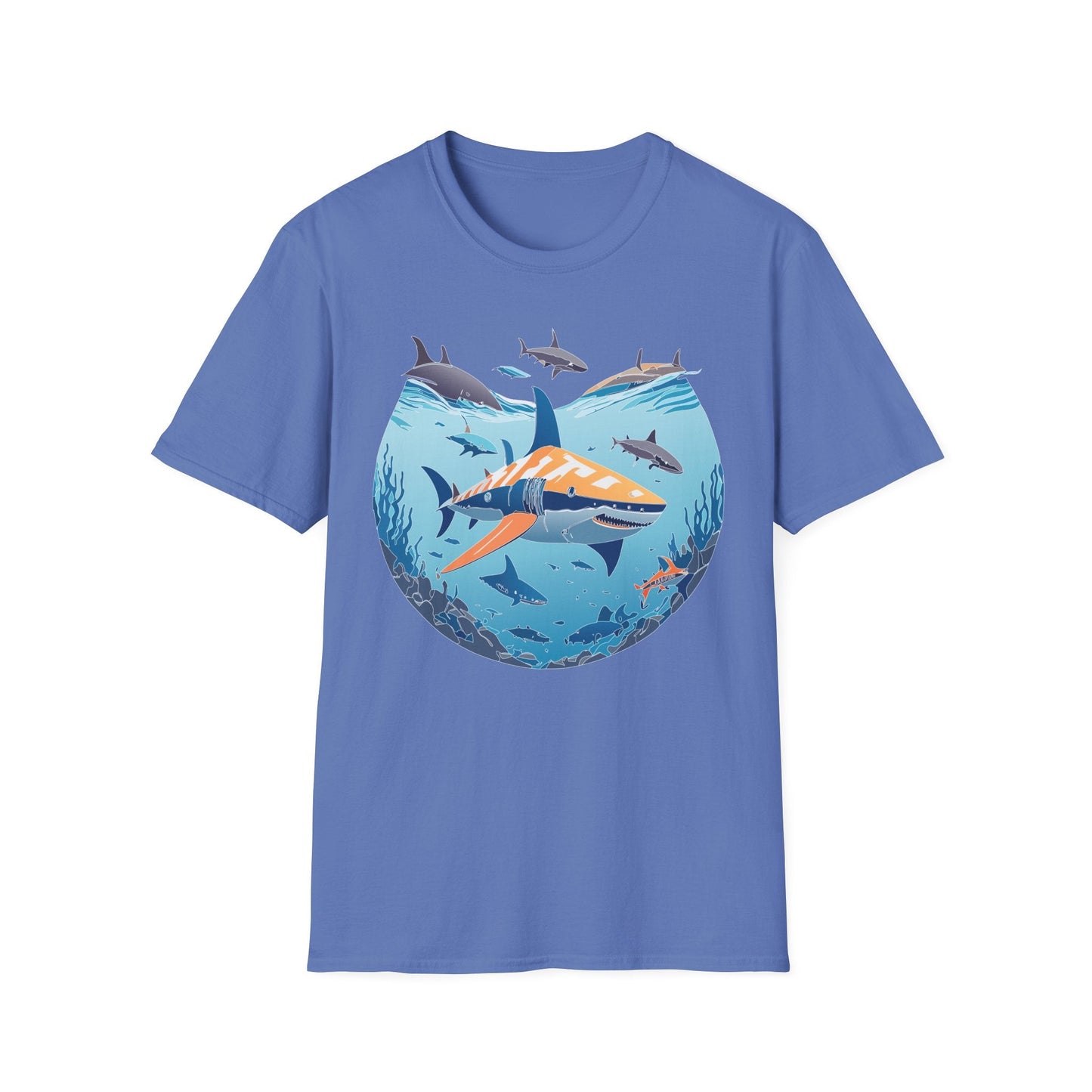Ocean Tee Shirt Unisex Softstyle Gildan 64000 100 Percent Ring Spun Cotton Breathable U Boat Design