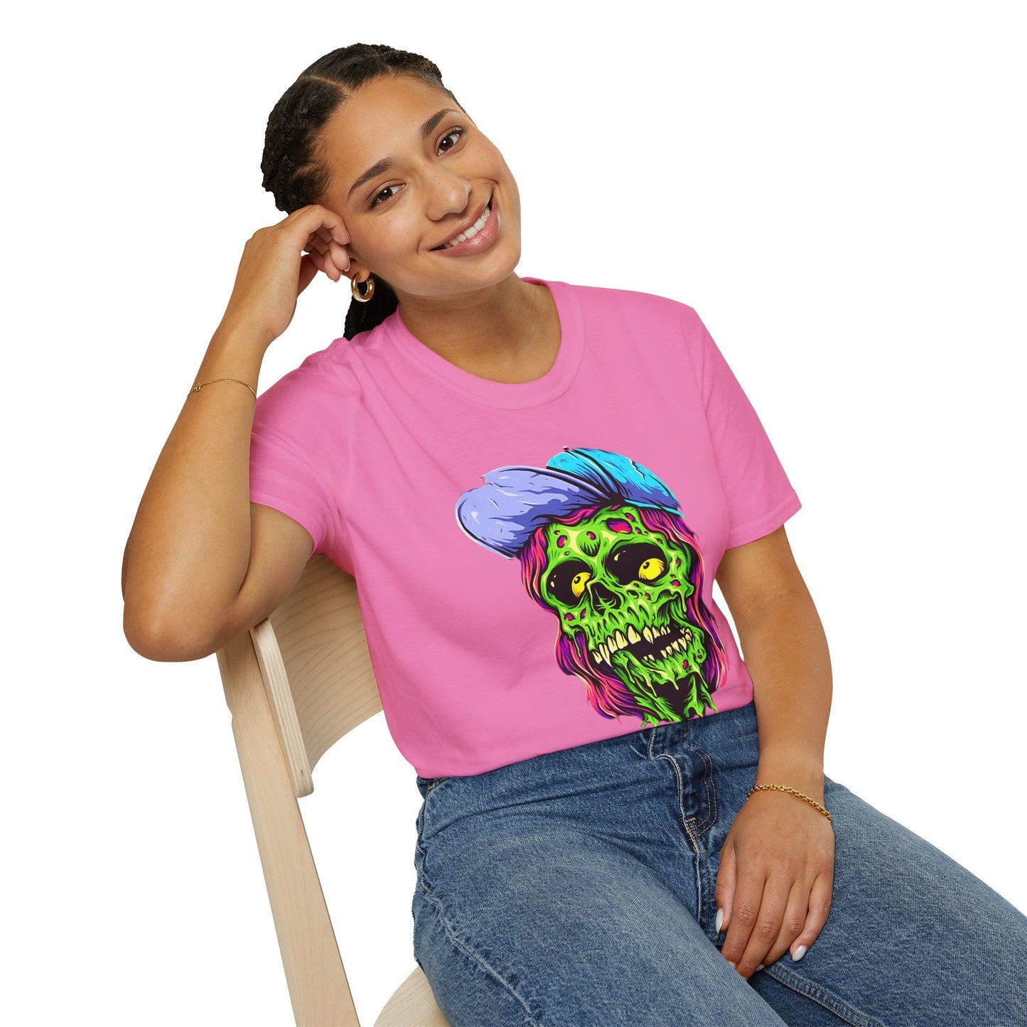 Unisex Skull Tee Shirt With Skeleton Artwork Gildan Softstyle 64000 Ring Spun Cotton