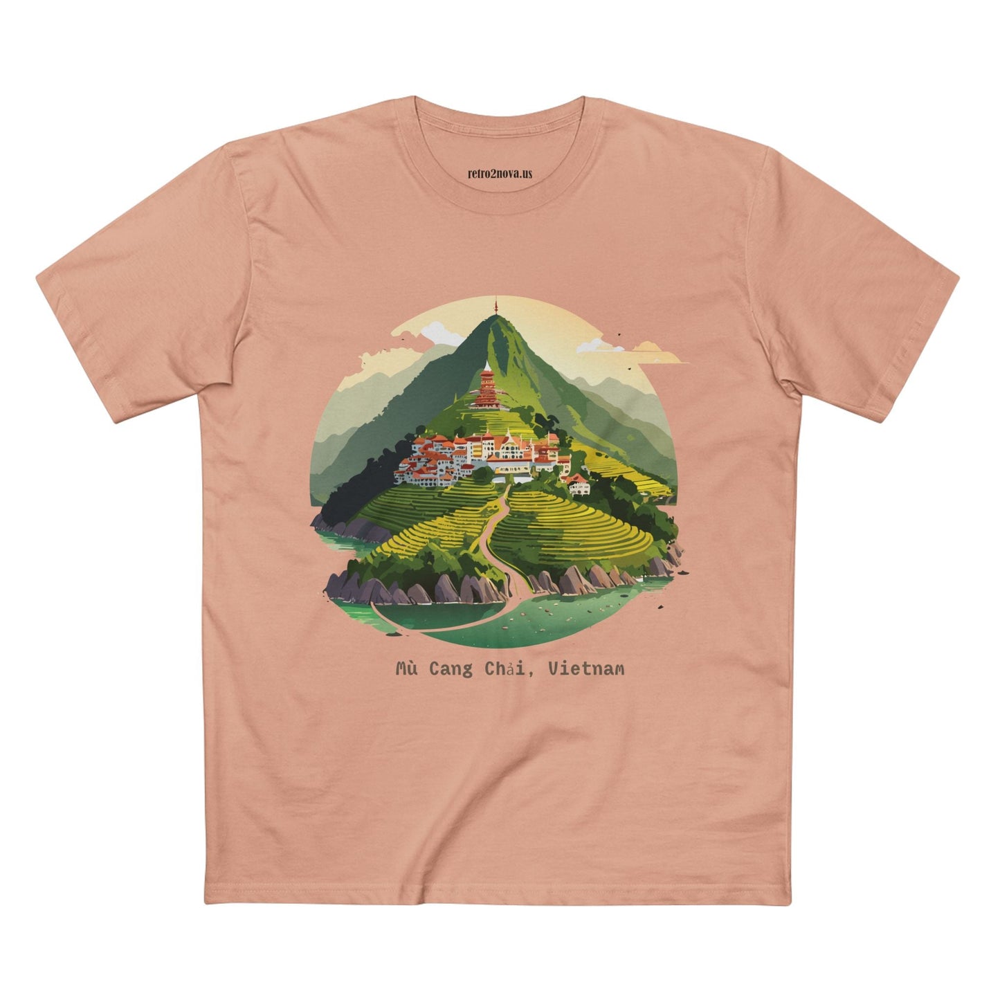 Retro2Nova Unisex Premium Cotton Staple Tee With Original Art Design Vietnam Travel Shirt