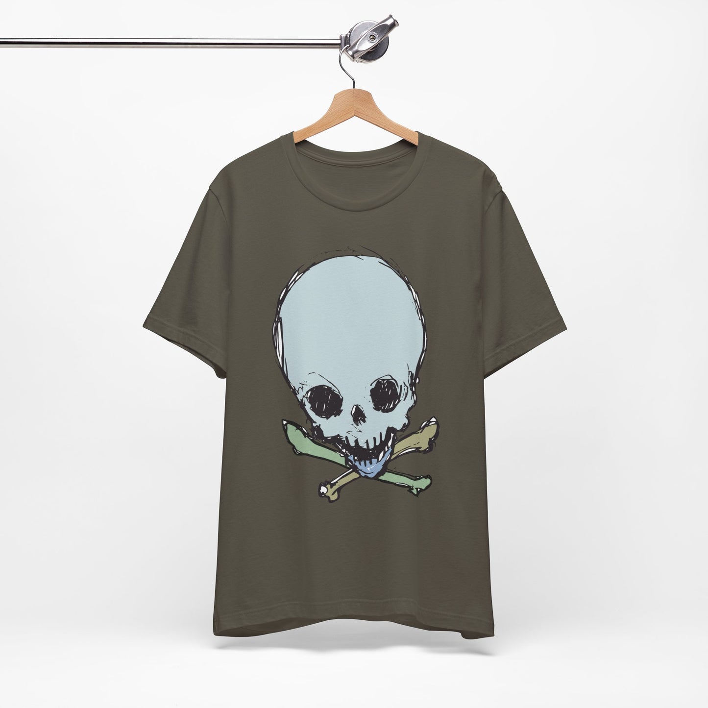 Lt Blue Skull Graphic Design Tee, Skull Shirt, Vintage Tees, Art Design T-Shirt, Vintage Graphic Tee, Art Shirts with Skulls