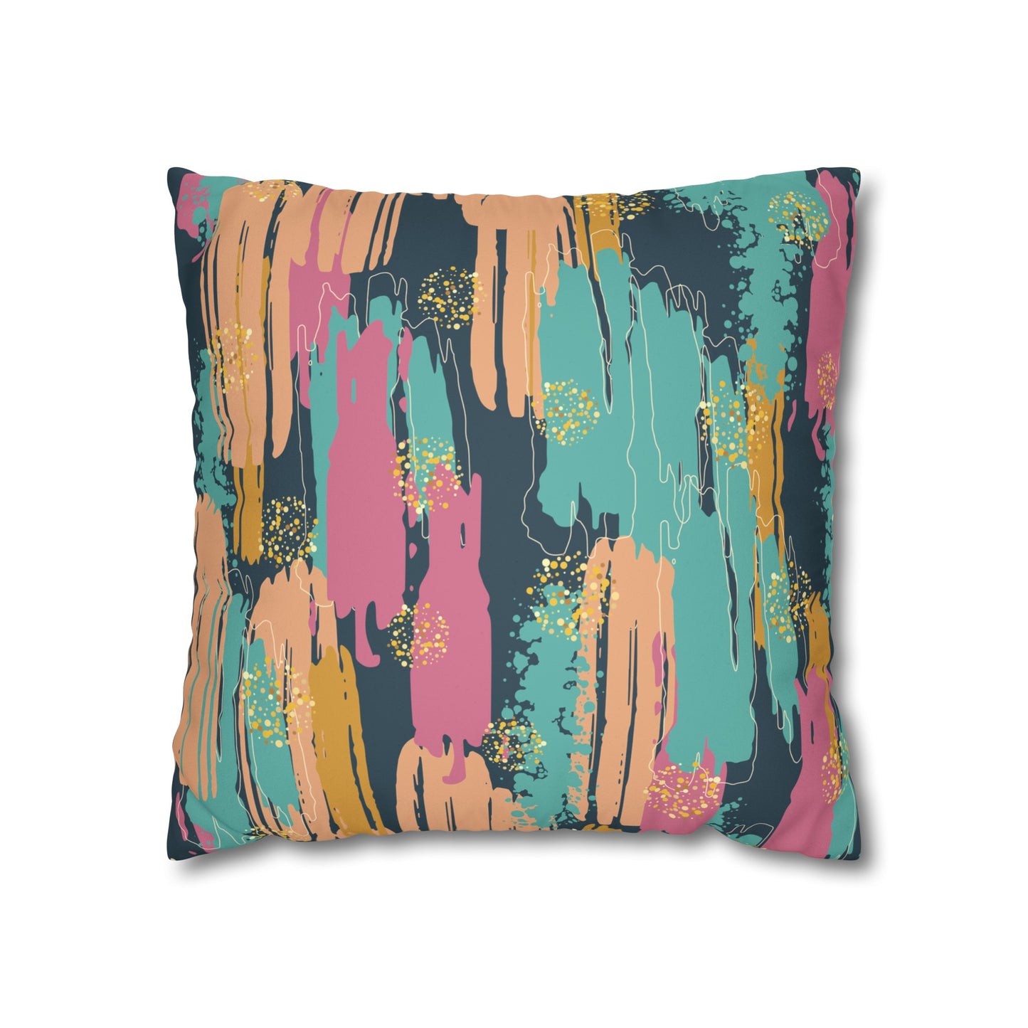 Faux Suede Pillowcase with Abstract print