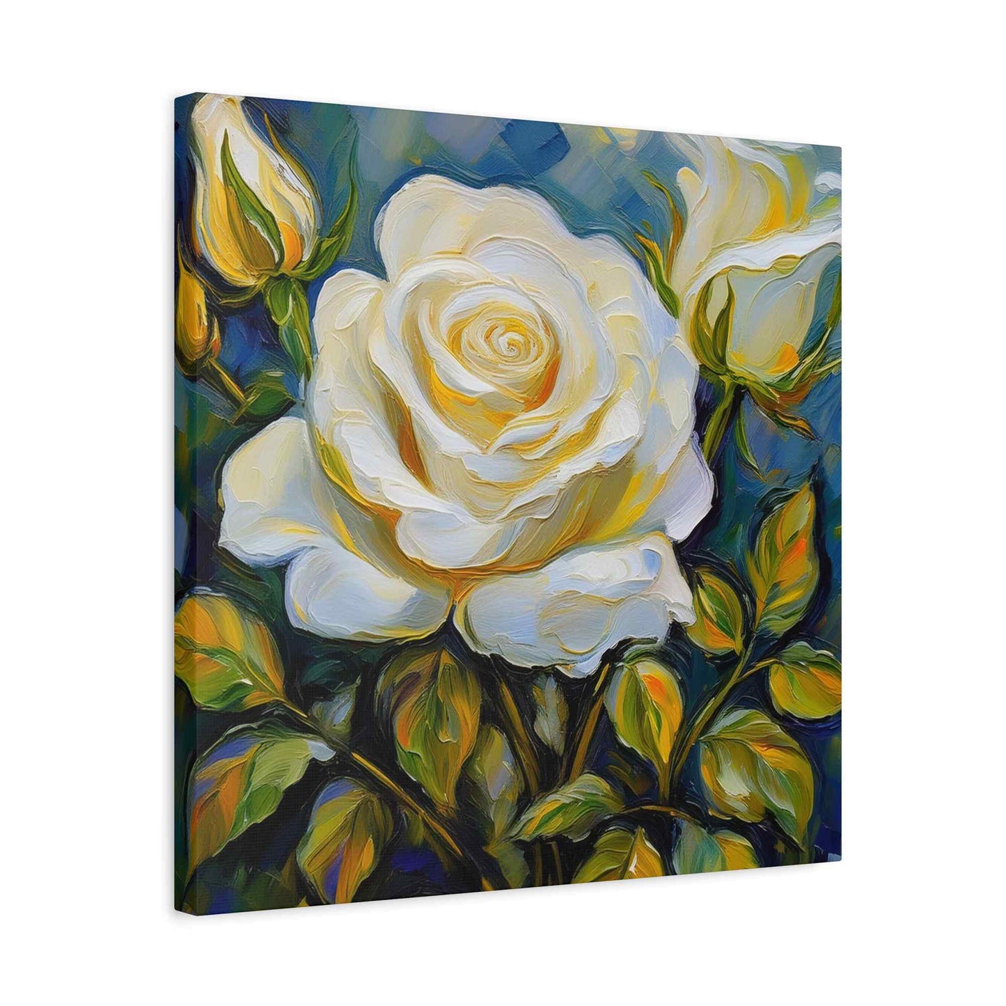 White Roses Print Canvas, Roses Oil Paint Print 20x20, 24x24, 30x30, 32x32, 36x36, Floral Art Design Print Non-Frame MC-21