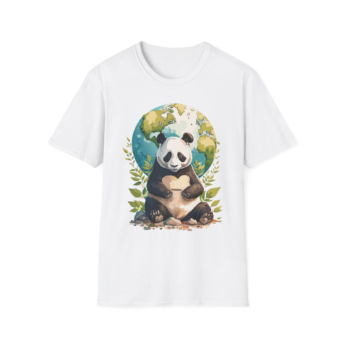 Panda Earth Illustration T-Shirt | Cute Panda Globe Tee