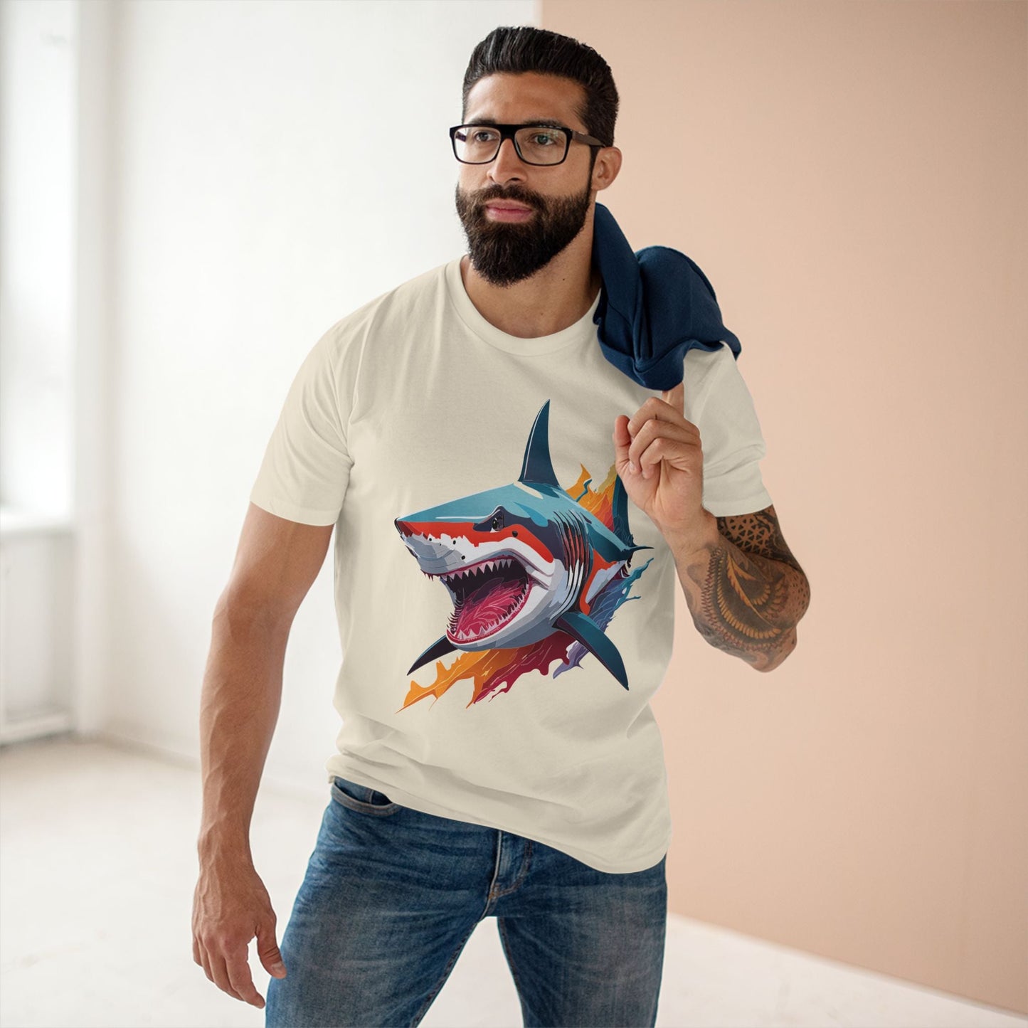 Shark Graphic Unisex 100 Cotton Staple Tee with Animal Design Artwork 12