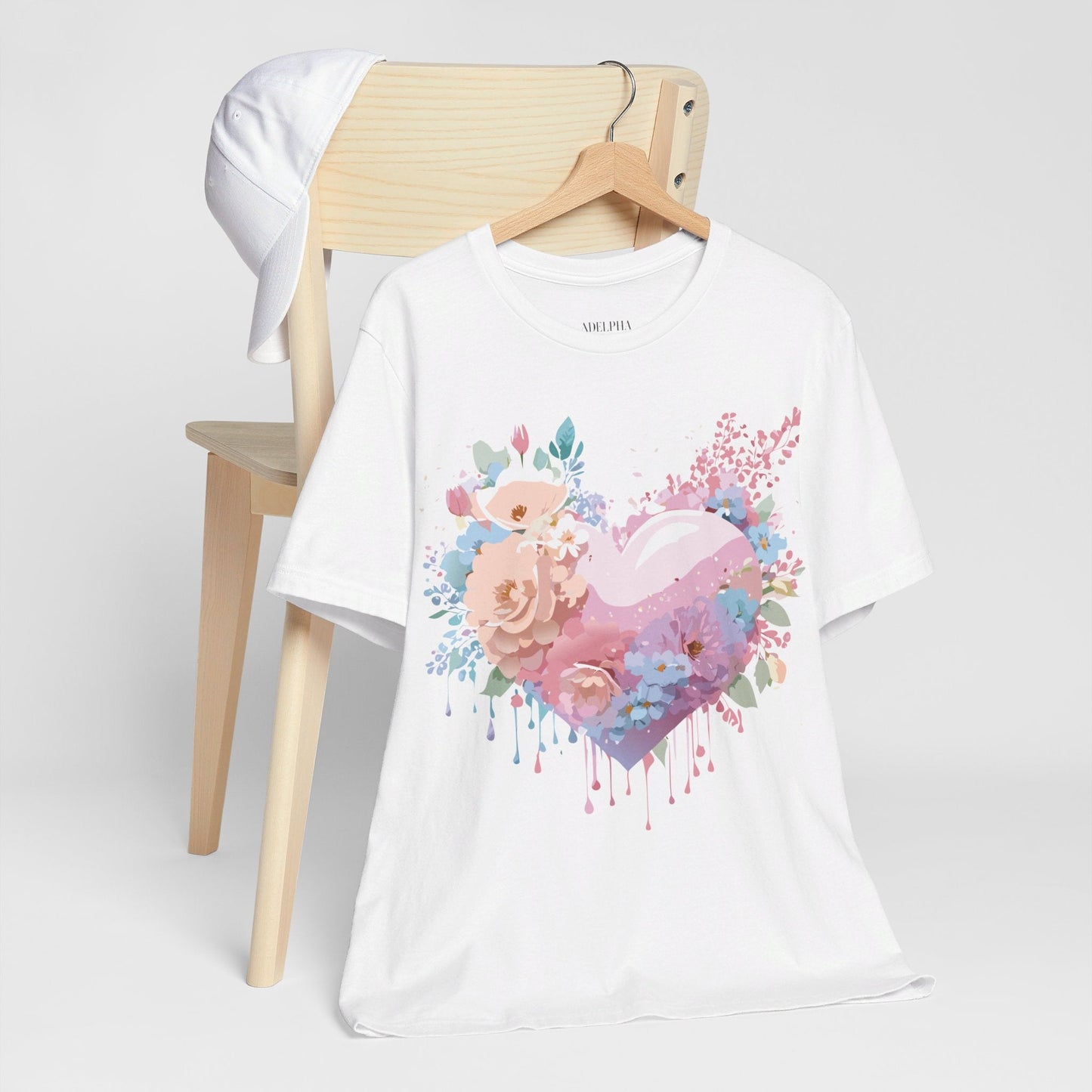 Valentine Day Graphic Unisex 100 Cotton Vintage Artwork with Love and Flower Design Tee 29