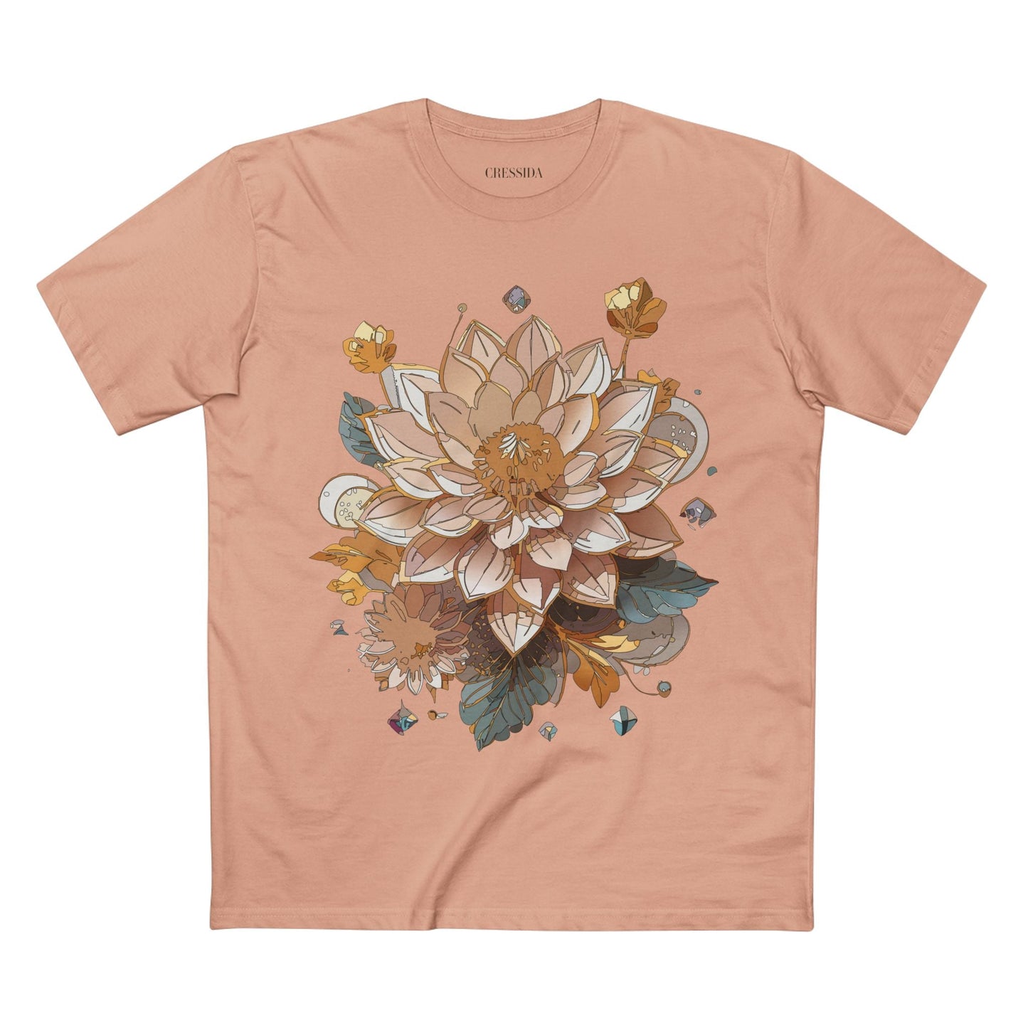Floral Graphic T-Shirt Unisex 100 Cotton Art Design with Antique Flowers Tee 9