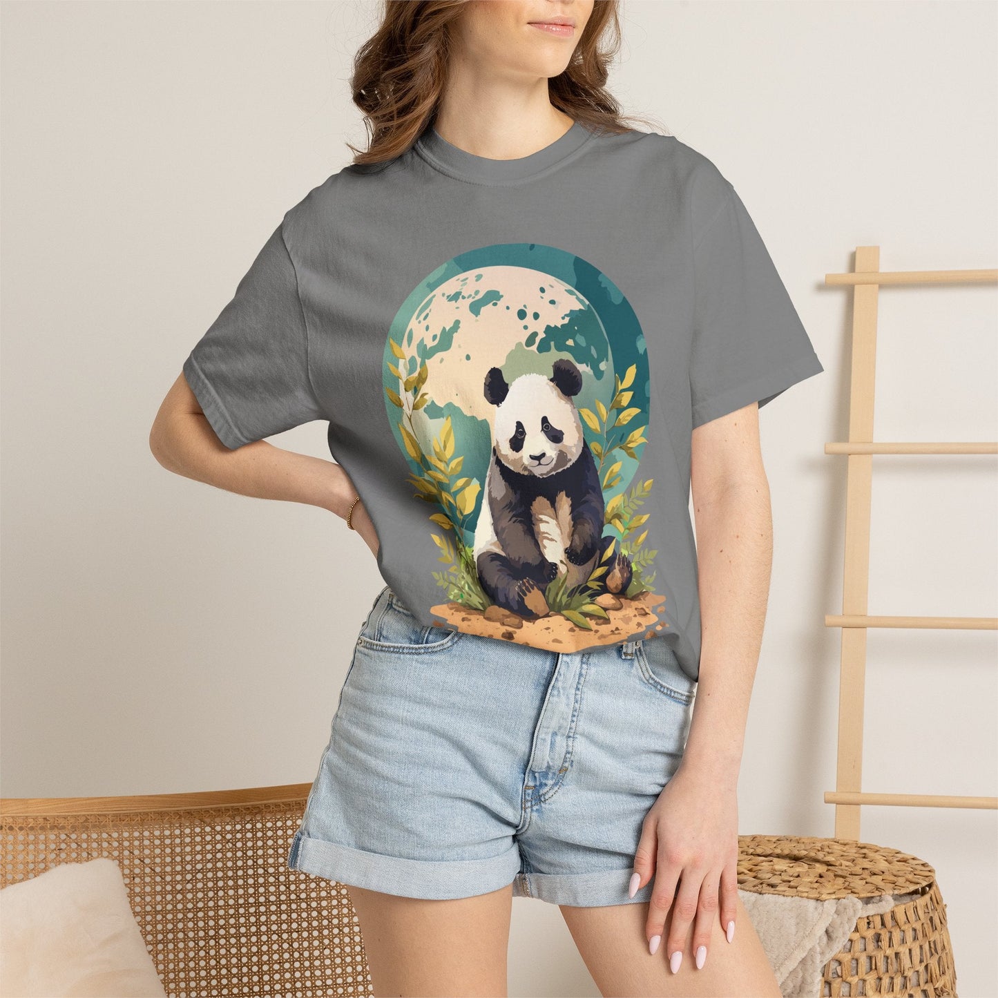 Panda Portrait Graphic T-Shirt Unisex Cotton Floral Animal Art Tee pp6