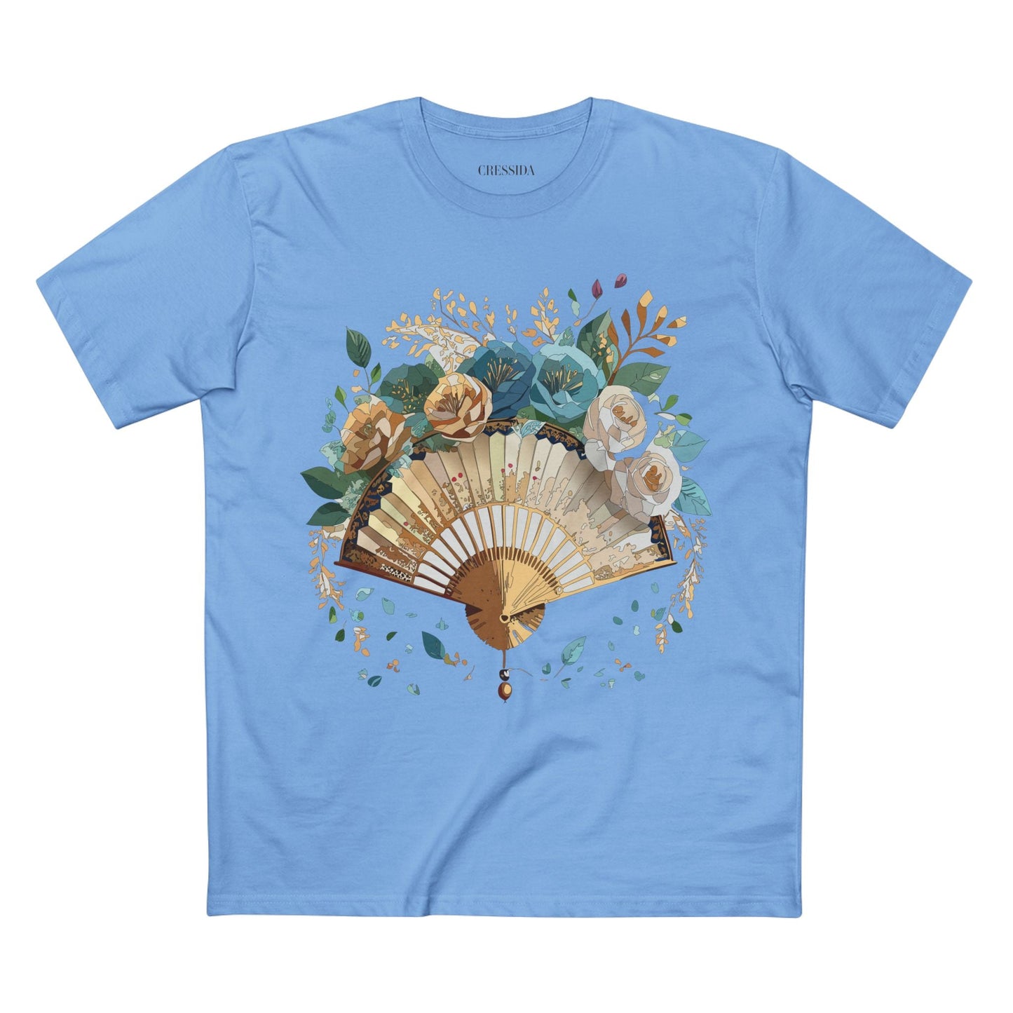 Antique Fan Graphic Design T-Shirt Unisex 100 Cotton Floral Carnival Artwork Tee 4