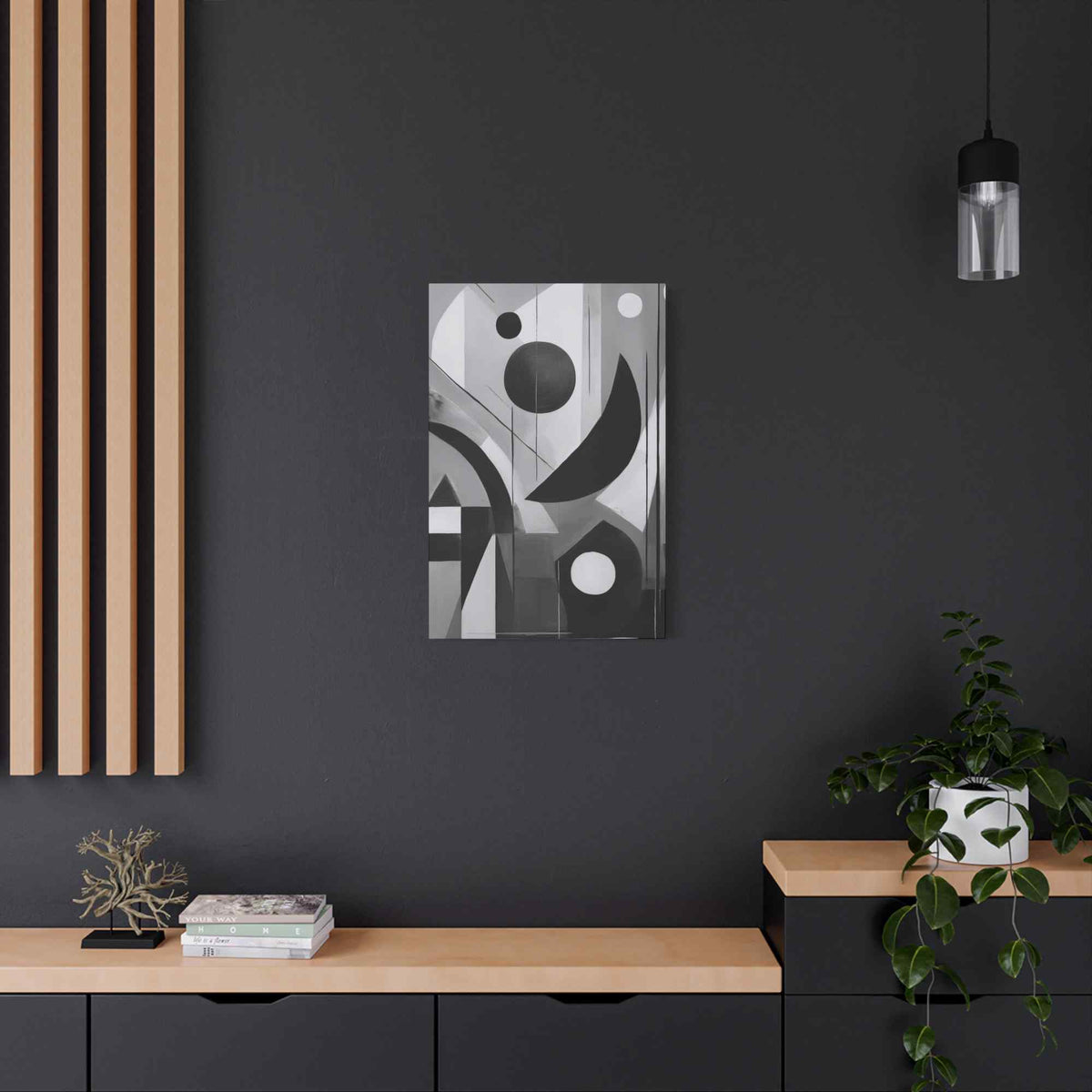 Black Abstract Painting Print Canvas 20x24,20x30,24x30, 24x32,24x36,30x40, 32x48,36x48,40x60 Pine-Wood Inner Frame ABS-17