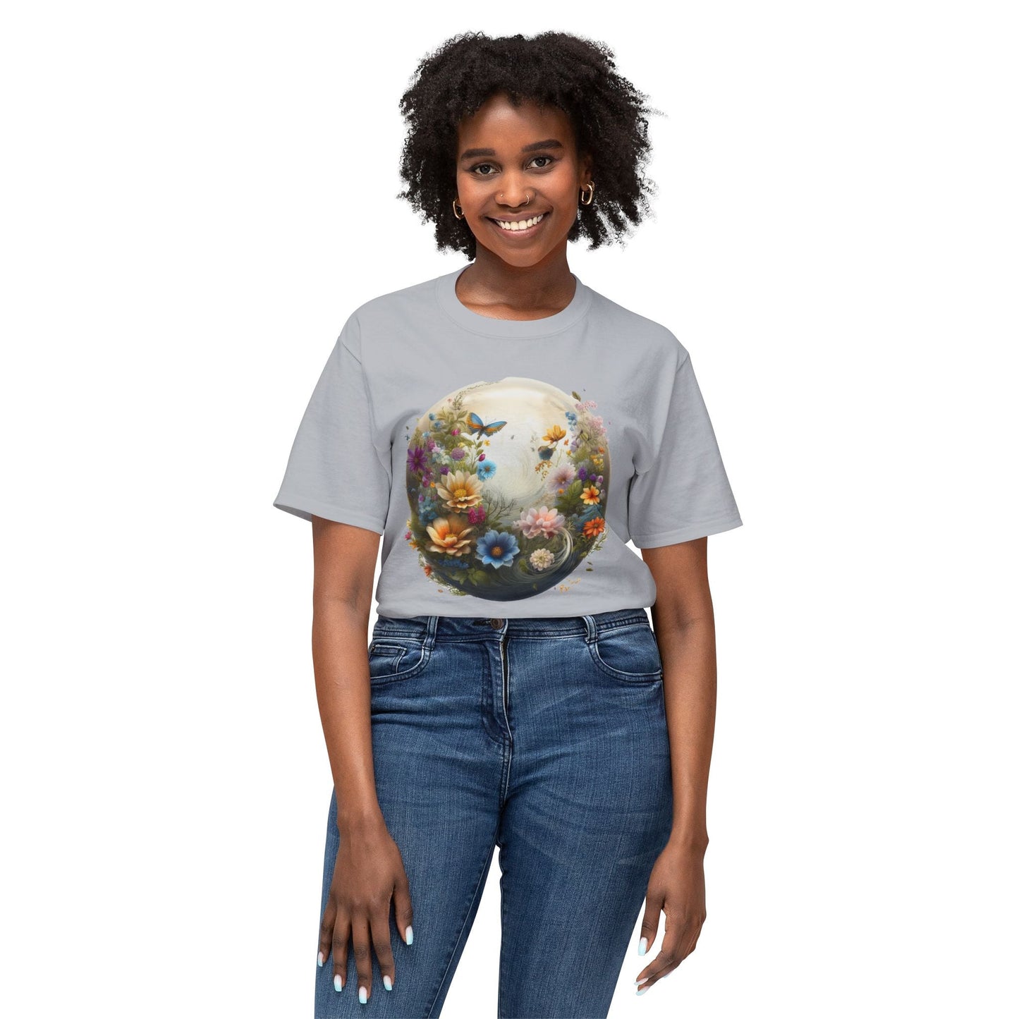 Unisex Floral T Shirt With Art Print HD Cotton Vintage Flowers Tee Shirt Soft Breathable Comfort
