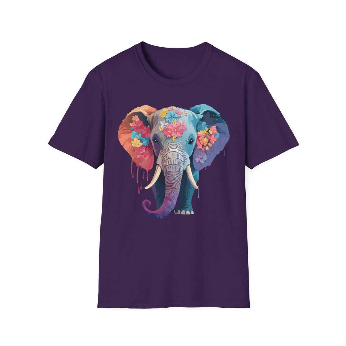 Colorful Floral Elephant T-Shirt | Watercolor Elephant Tee
