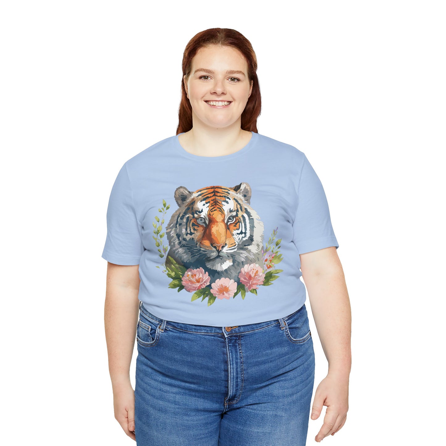 Floral Tiger Shirt, Animal Shirt, Tiger Tee, Unisex Tee, Floral T-shirt, T-Shirt with Animal