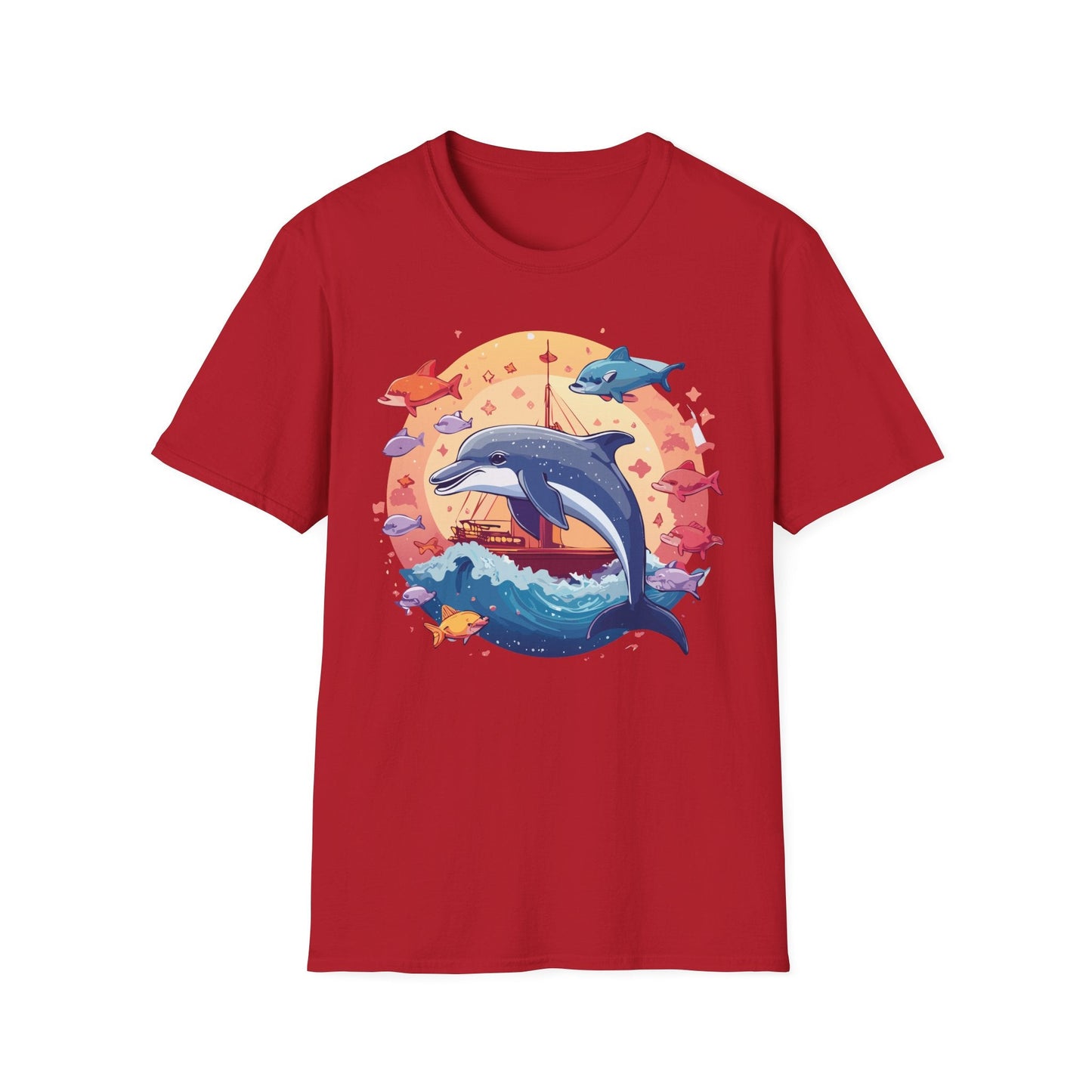 Dolphin Shirt Unisex Softstyle Cotton Tee 100 Percent Ring Spun Lightweight Breathable
