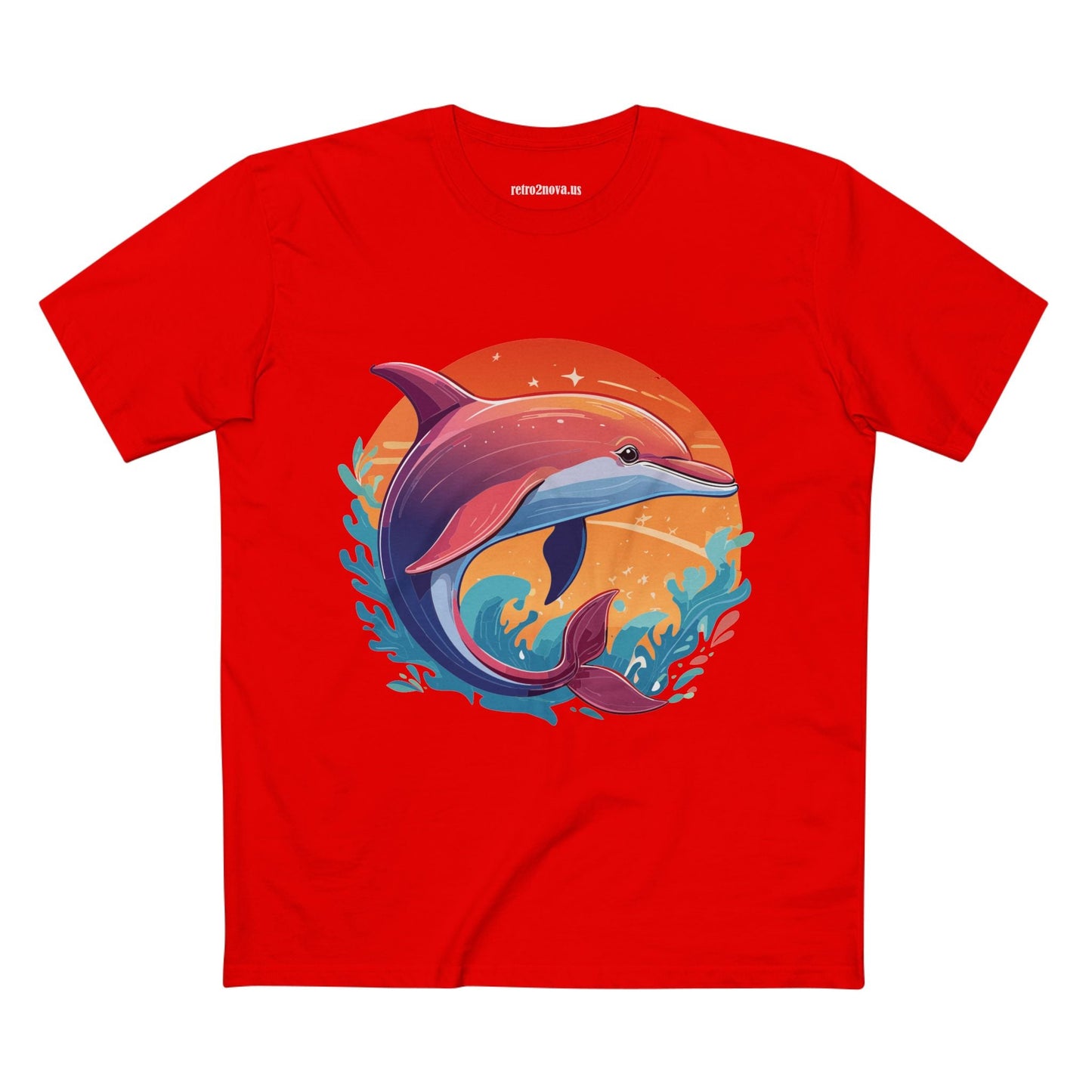 Dolphin Art Shirt for Men and Women Unisex Premium Cotton Tee Featuring Marine Life Illustration by Retro2Nova Collection