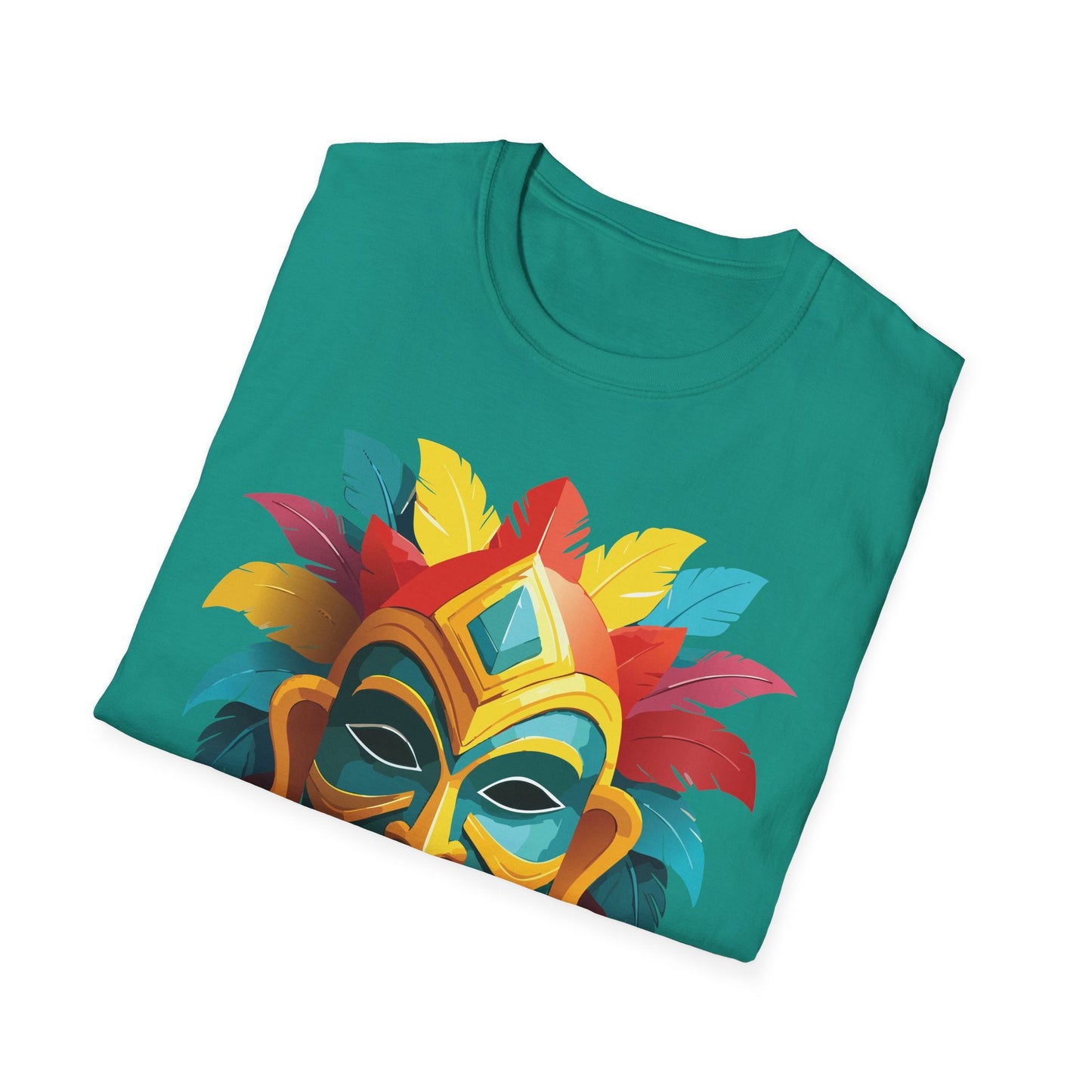 Unisex Mask Tee Shirt Gildan Softstyle 64000 Cotton Masquerade Design For Everyday Wear
