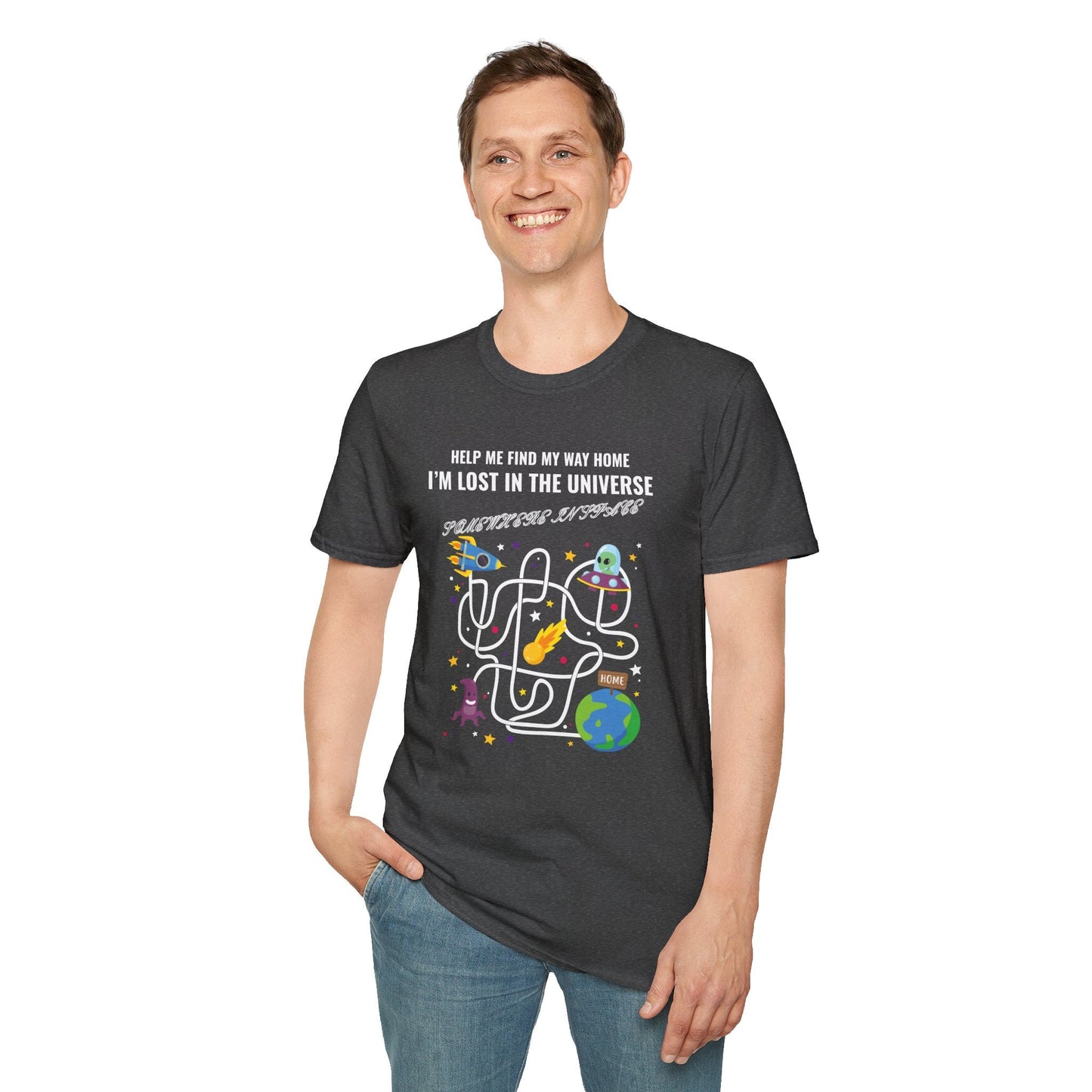 Lost in the Universe Maze TShirt Unisex Cotton Funny Space Puzzle Tee