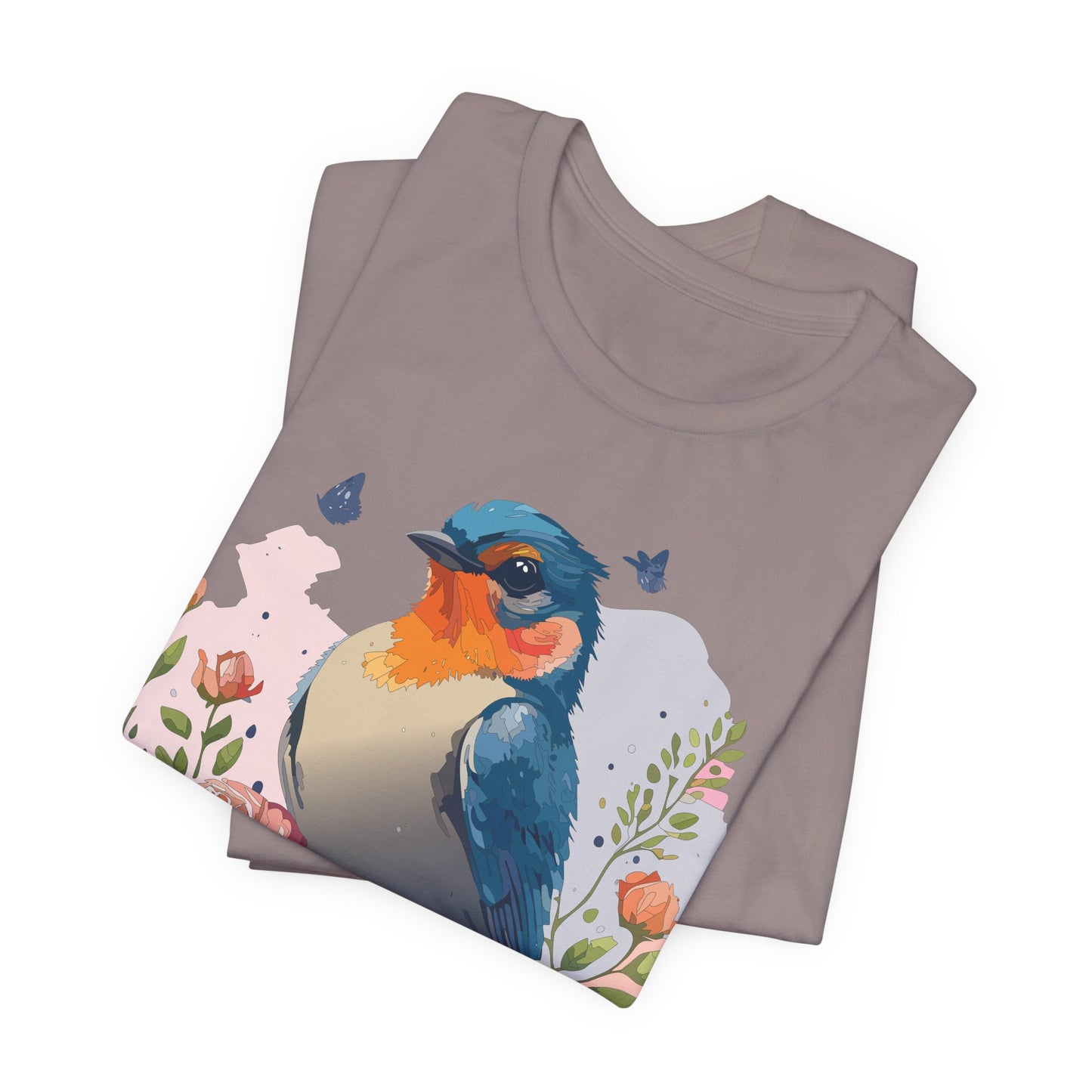 Floral Bird Tee, Animal Shirt, Bird Shirt, Floral Tee, Flower T-shirt, T-Shirt with Animal