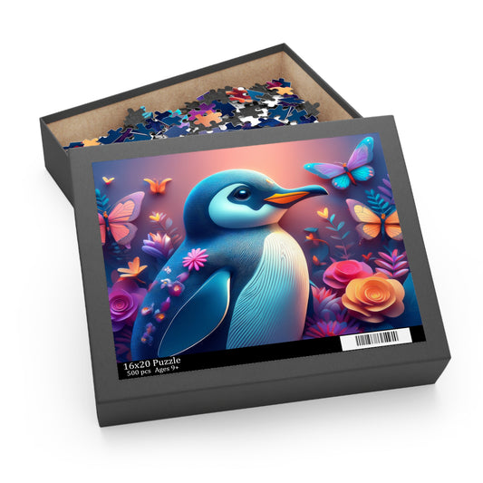Puzzles-60 Kids Penguin Puzzle 500-Piece  Floral Penguin Puzzle 500-Piece, Animals Kids Puzzles Size: 16" x 20",  Ages 9+
