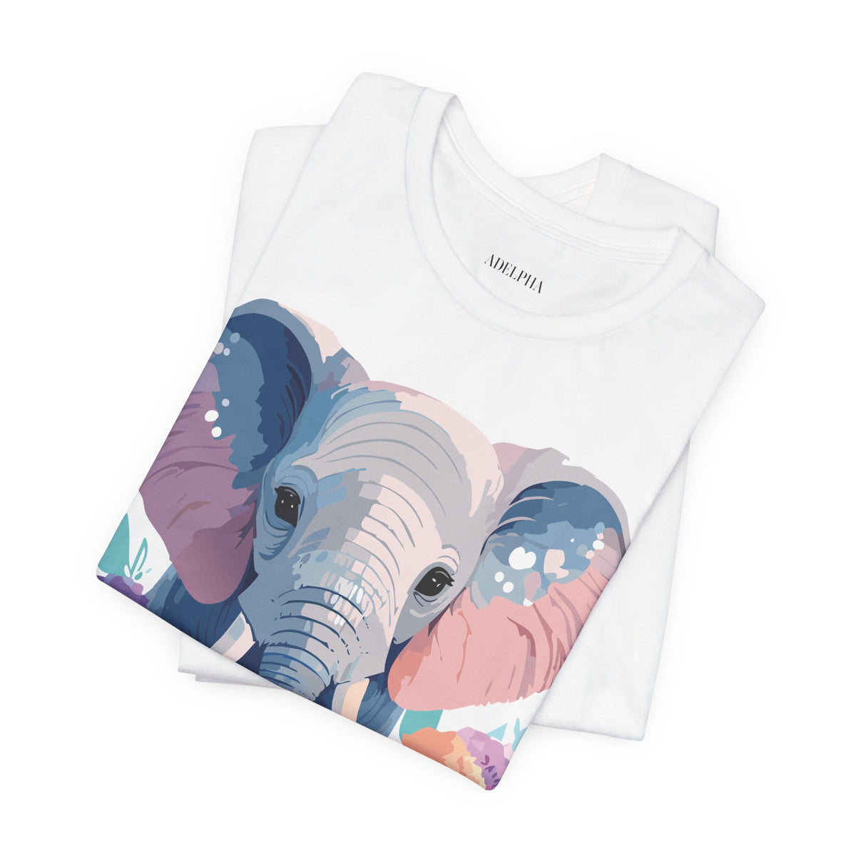 Elephant Graphic Unisex Cotton Bella+Canvas Tee with Art Animal Design e129