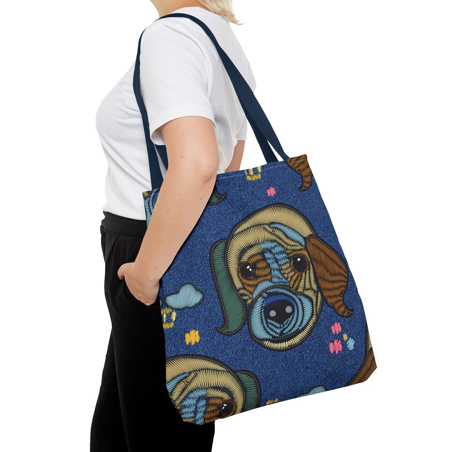 Denim Fabric Imitation Print Unisex Canvas Bag Poly Spun 3 Sizes Tote Bag 191-11