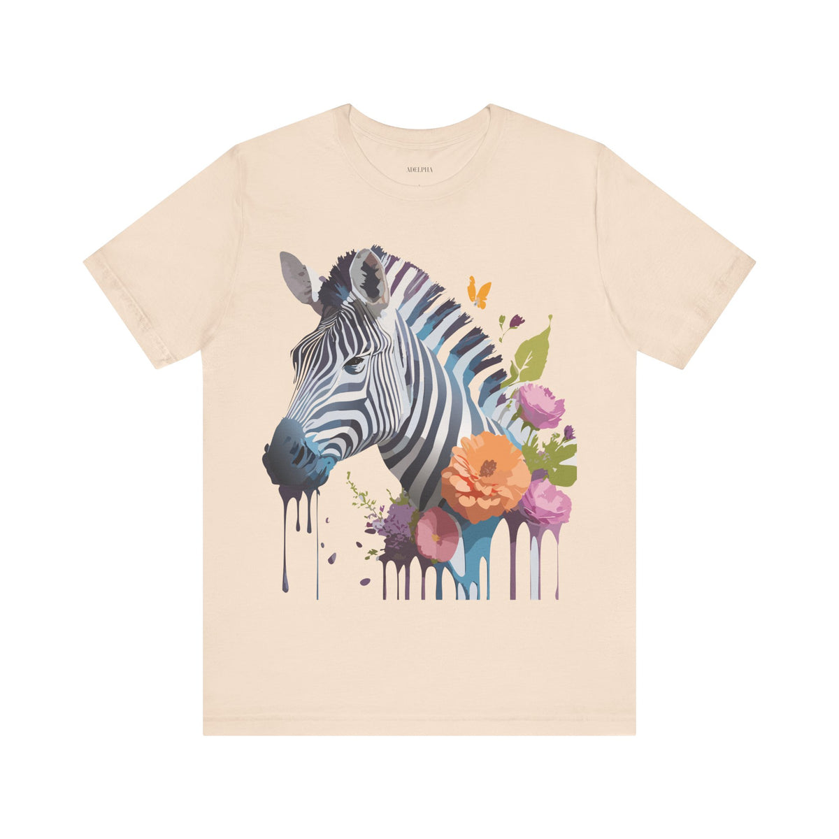Zebra Graphic Unisex Cotton Bella+Canvas Tee with Art Animal Design e76