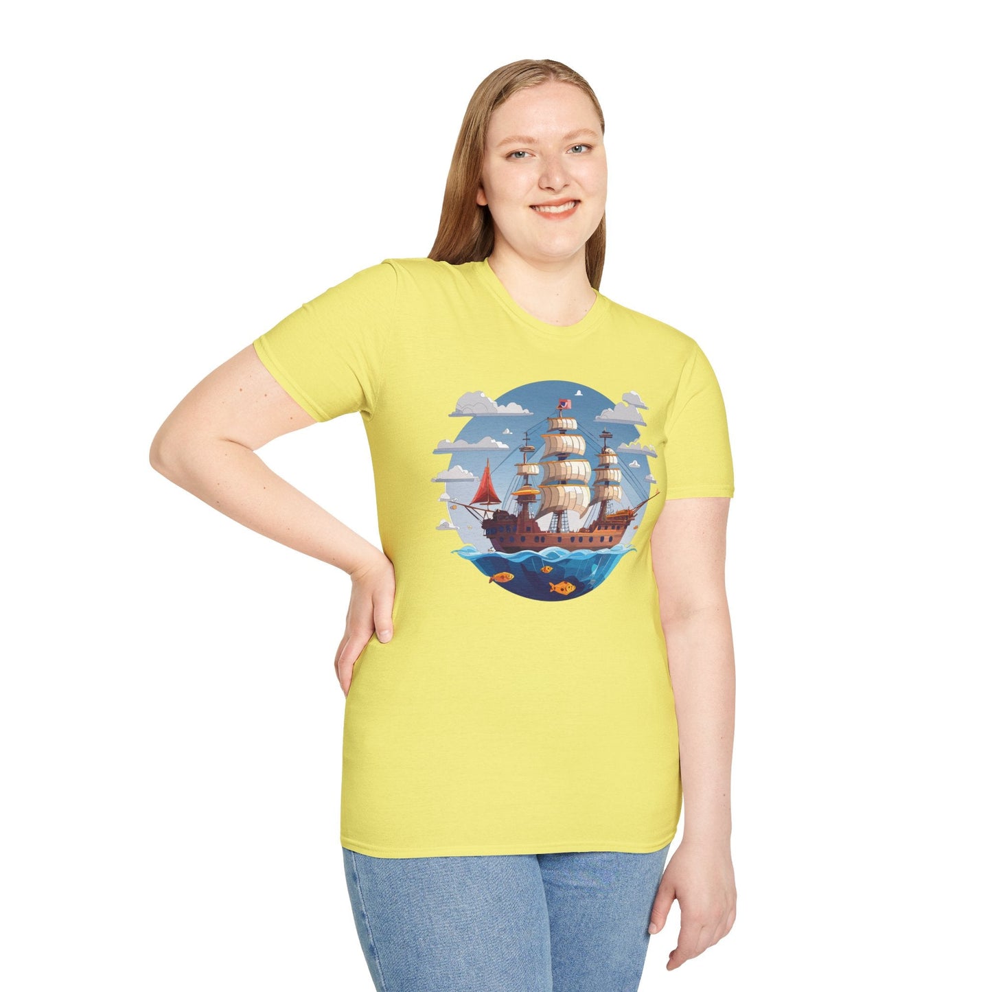 Ship T Shirts Frigate T Shirts Vessel Tee Shirt Unisex Softstyle Cotton Tee Gildan 64000