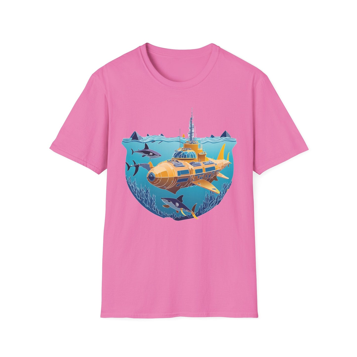 Ocean Tee Shirt Unisex Gildan Softstyle 64000 Ocean Theme Tee With U Boat Design