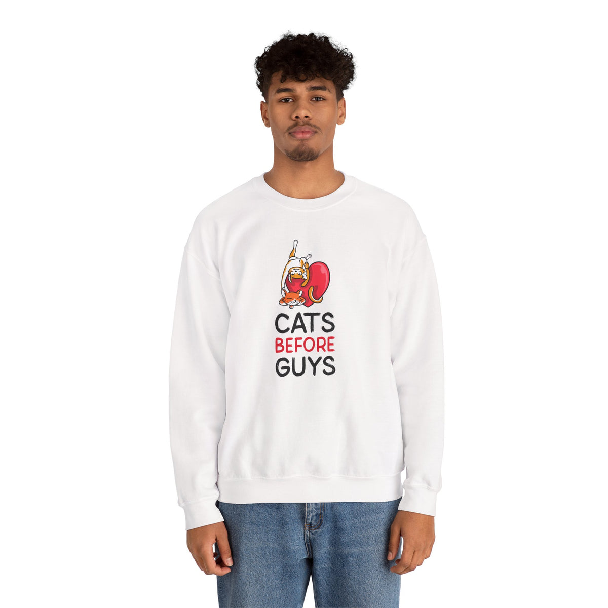 Cat Graphic Valentine's Day Sweatshirt Unisex 50/50 Cotton-Poly Animal Sweatshirt w04