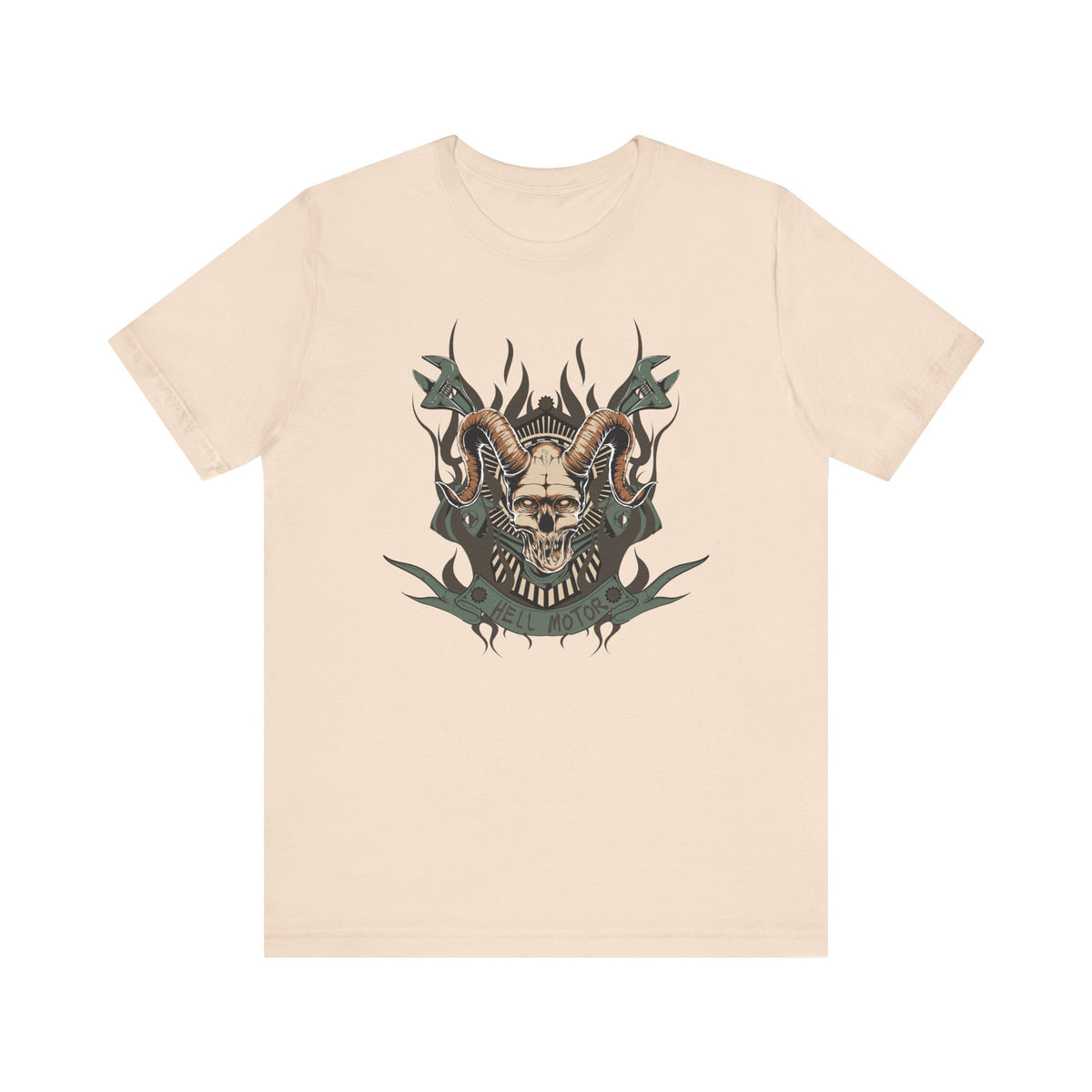 Ram Skull with Horns Tee Gothic Skull Shirt, Dark Tribal Design Unisex Cotton Art-49