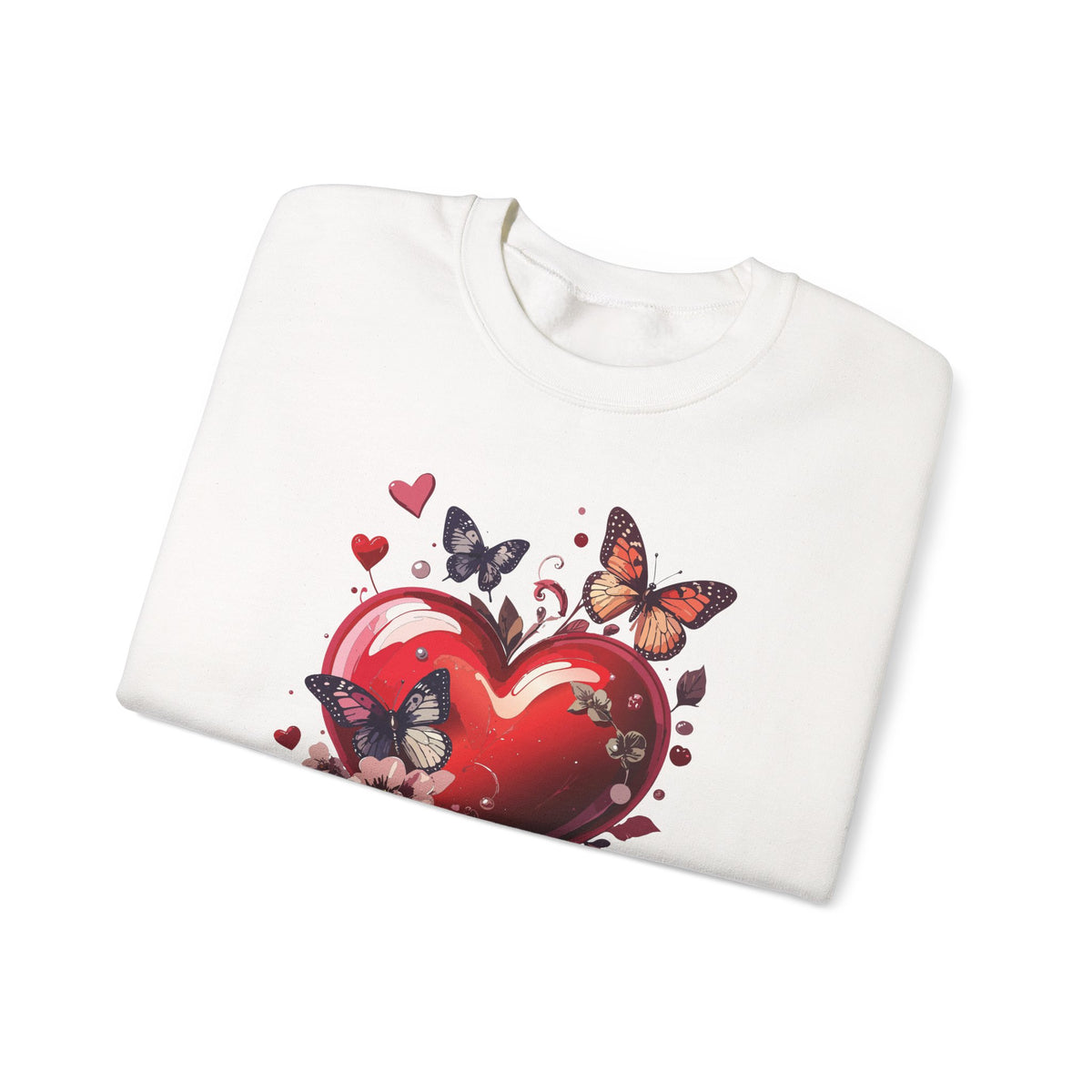 Big Red Heart Graphic Valentine's Day Sweatshirt Unisex 50/50 Cotton-Poly Sweatshirt w84