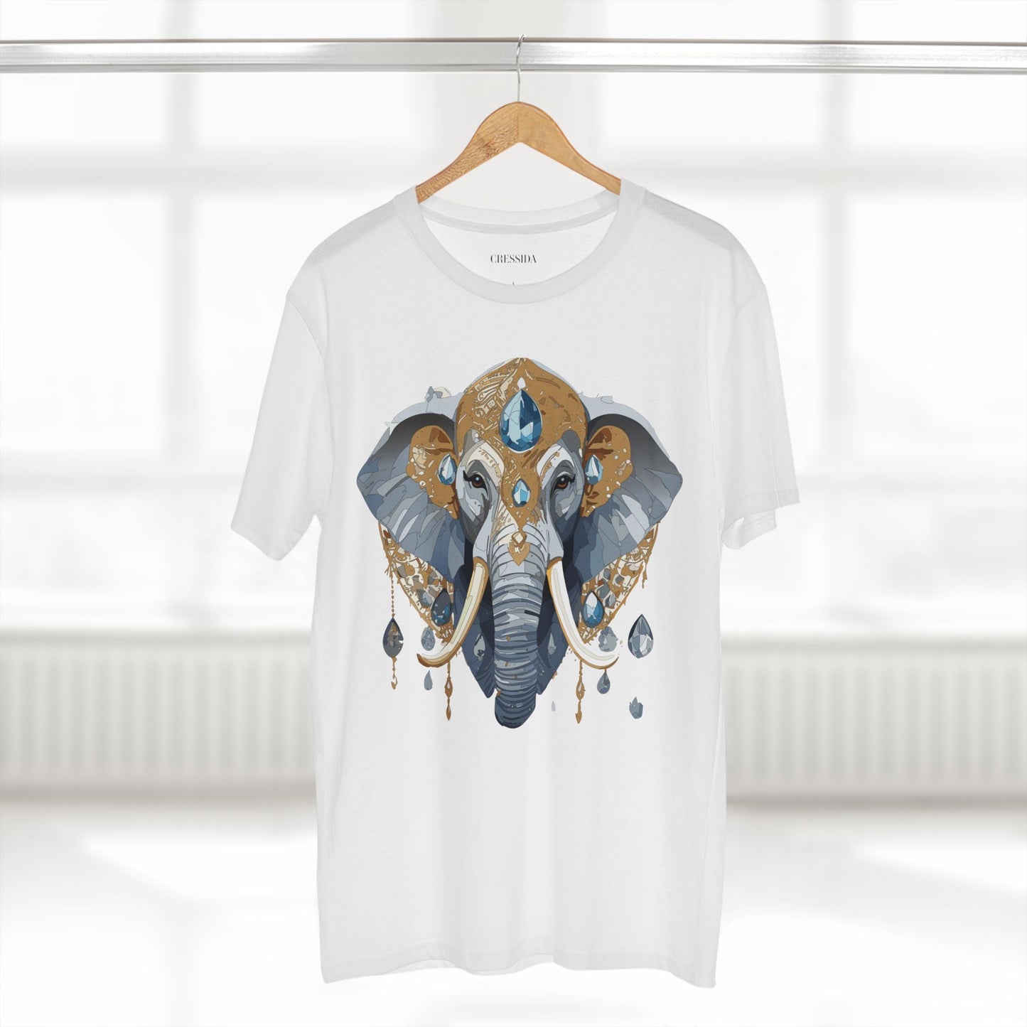 Elephant Graphic Unisex 100 Cotton Tee With Unique Animal Golden Medallion Art Design 36