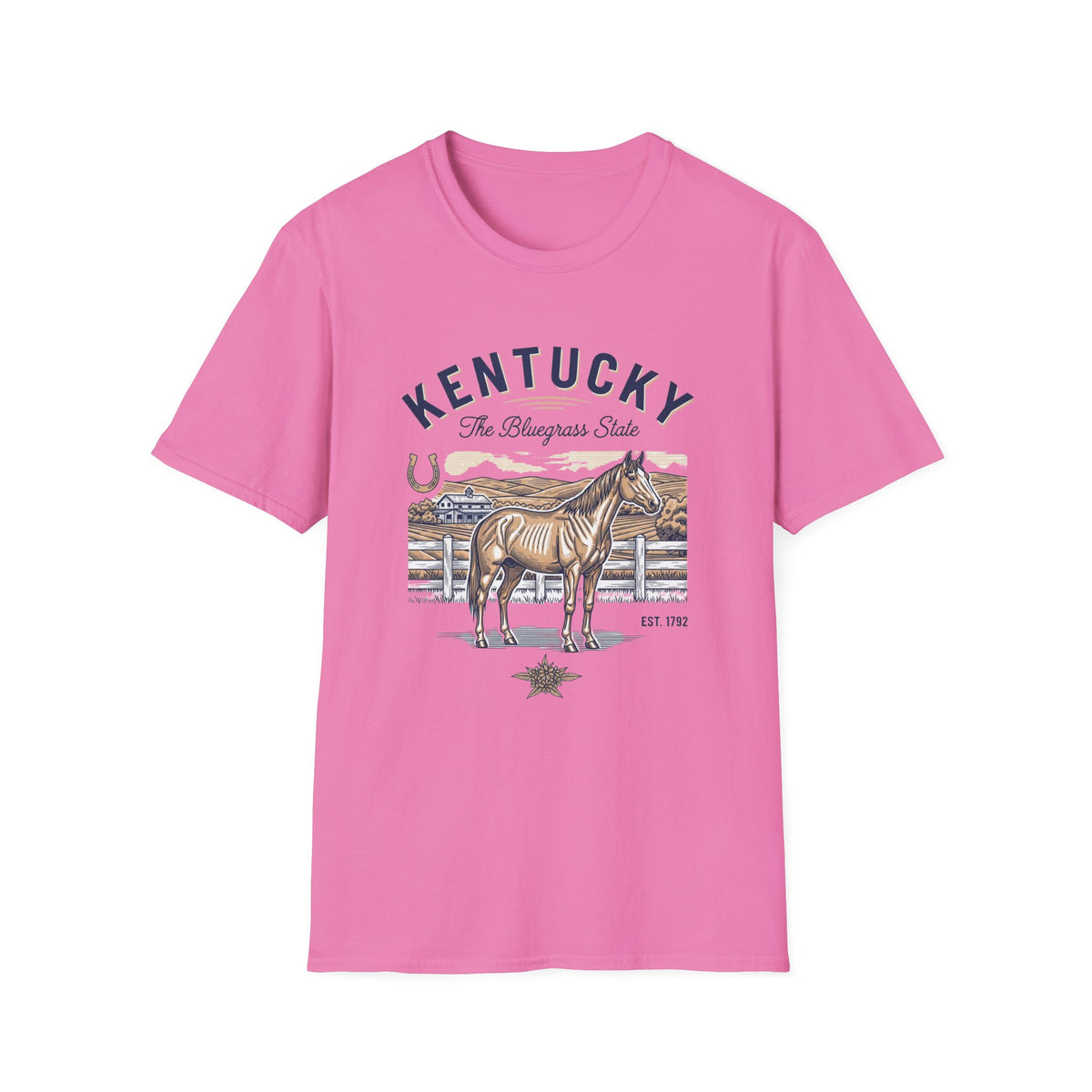 Kentucky Horse Ranch T‑Shirt — The Bluegrass State Travel Tourist Graphic Design Unisex 100 Cotton Gildan T-Shirt