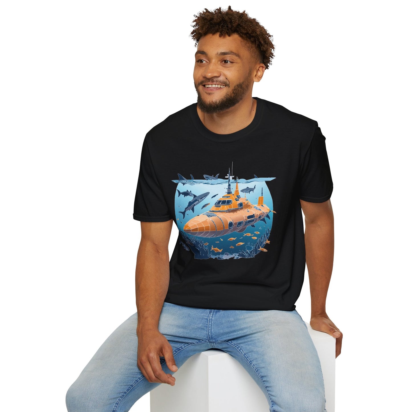 Ocean Graphic Tee Shirt Unisex Softstyle 64000 Gildan Lightweight Breathable Ocean Design U Boat