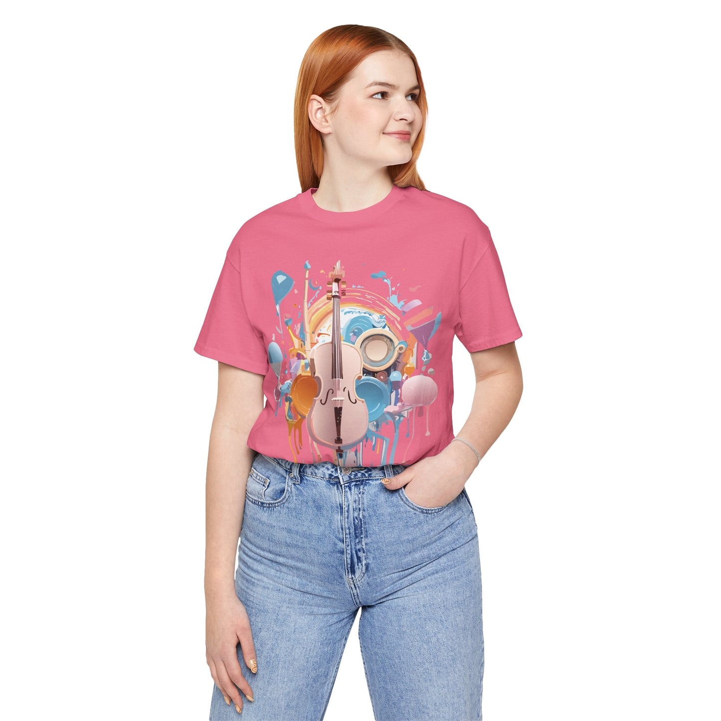 Music Graphic Unisex 100 Cotton Vintage Art with Musical Elements Tee 80