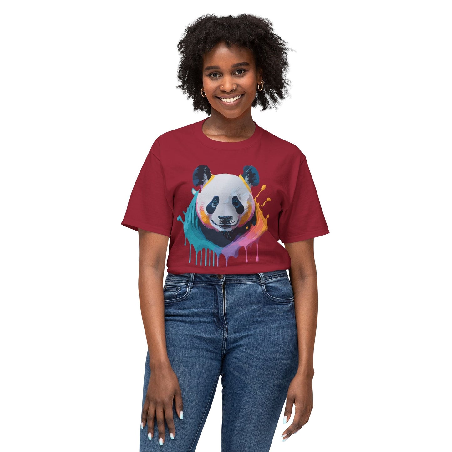 Unisex HD Cotton Panda T Shirt With Full Color Panda Art Print Made In USA Premium Fit For All Sizes