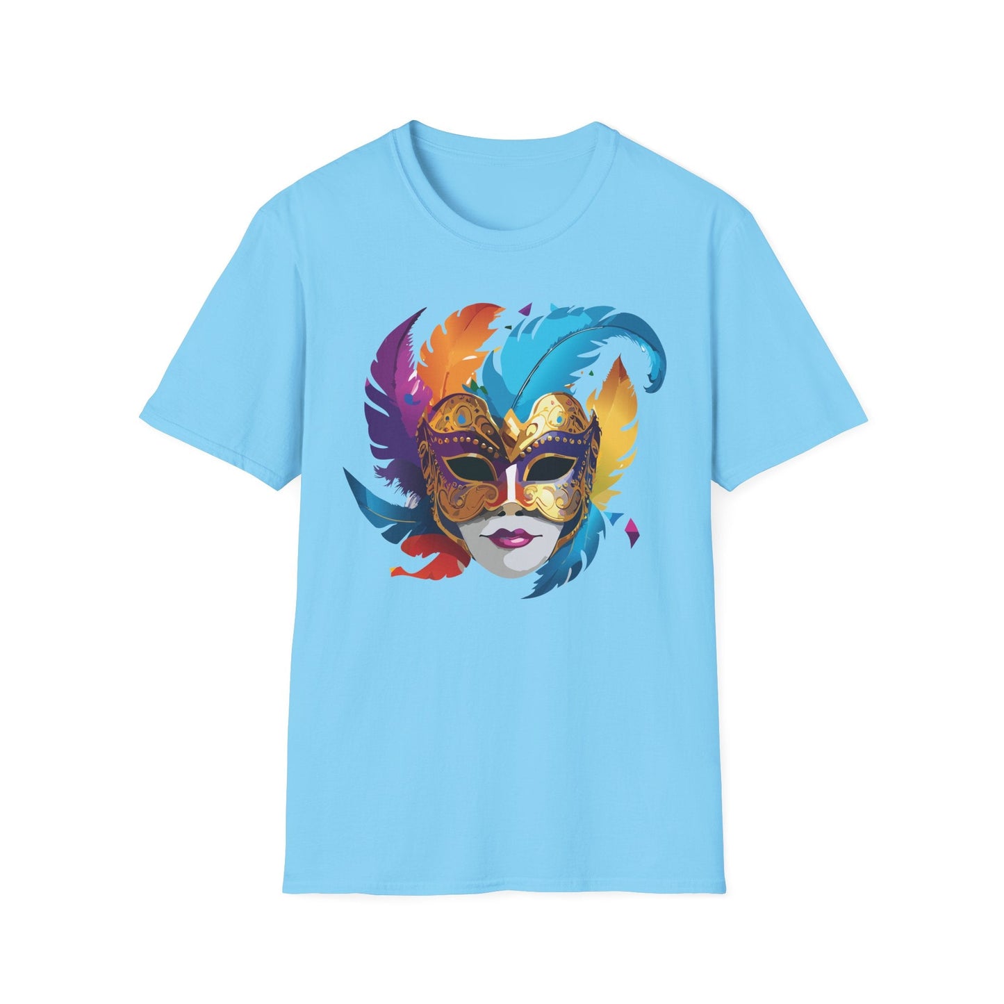 Mask Tee Shirt Unisex Short Sleeve Cotton Tee Art Design Masquerade Gildan Softstyle 64000