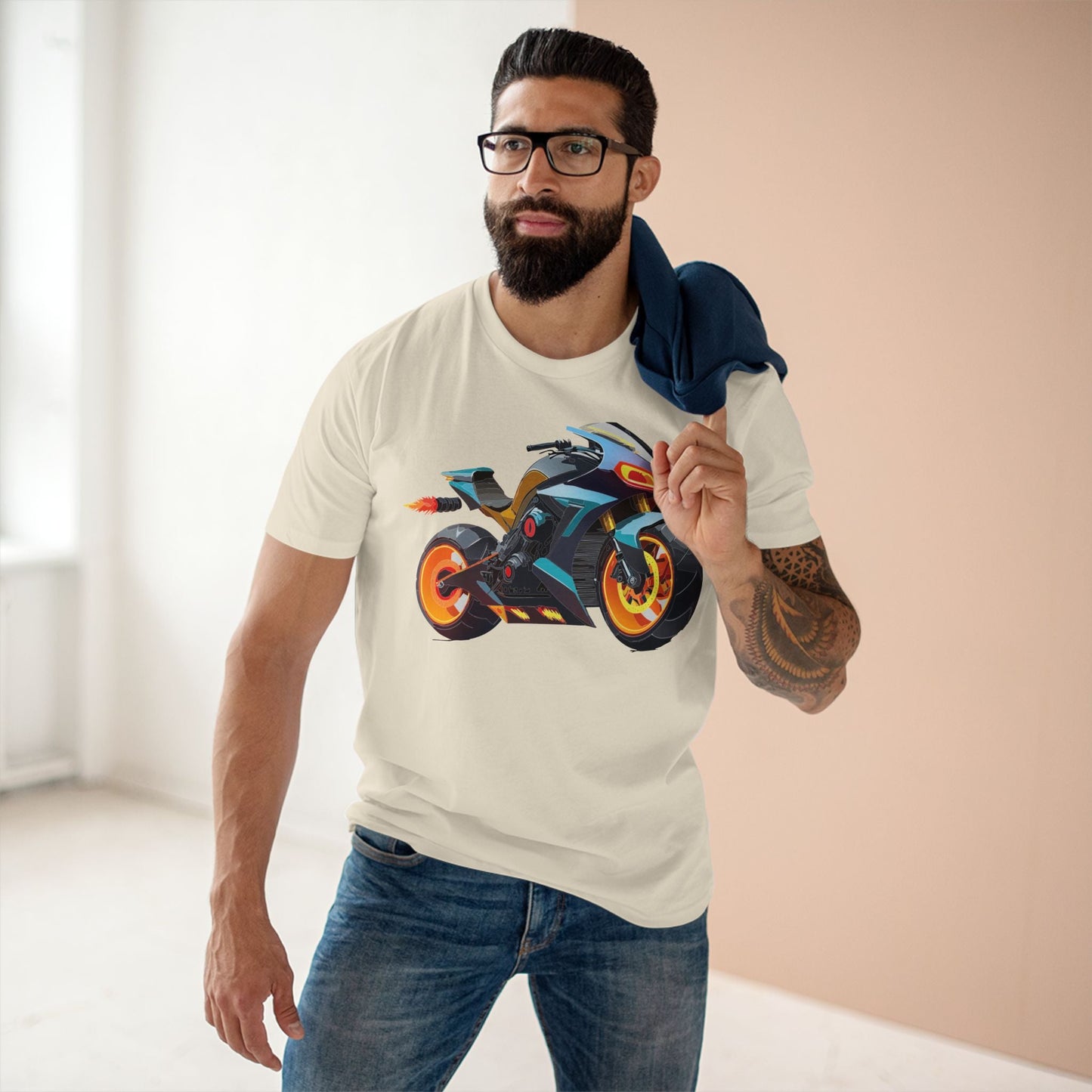 Moto Bike Graphic Unisex 100 Cotton Staple Tee 22