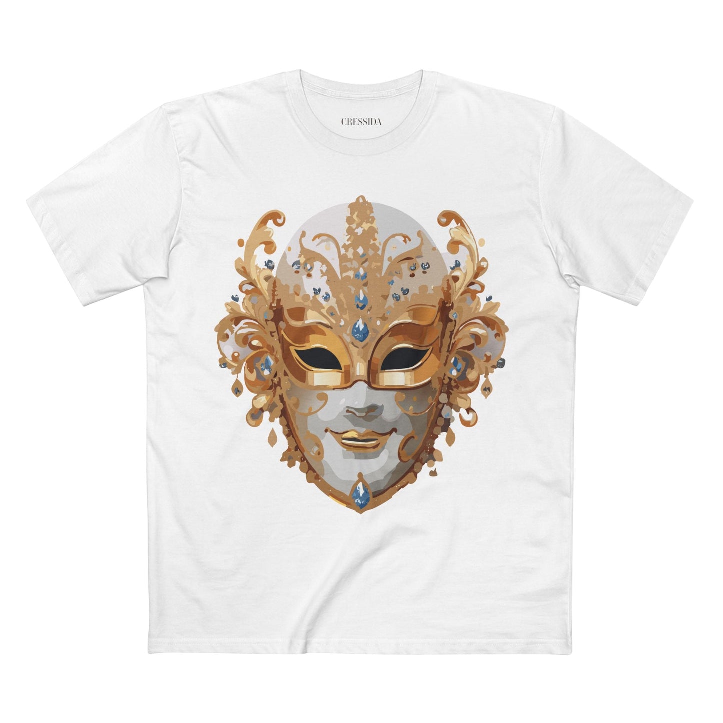 Carnival Mask Graphic T-Shirt Unisex 100 Cotton With Antique Gold Art Design Tee 20