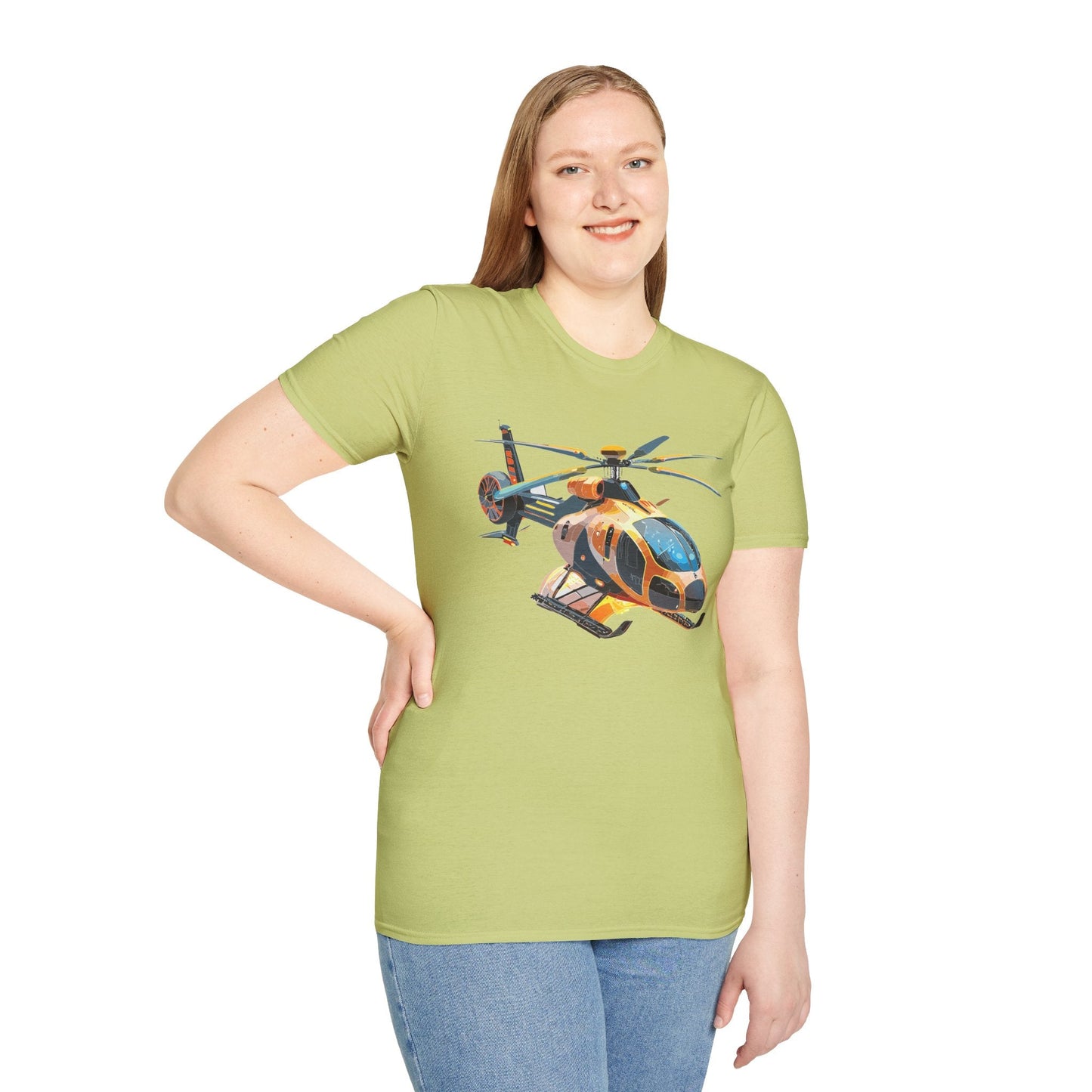 Unisex Helicopter Chopper T Shirt Softstyle 64000 Gildan Durable Lightweight Tee Design