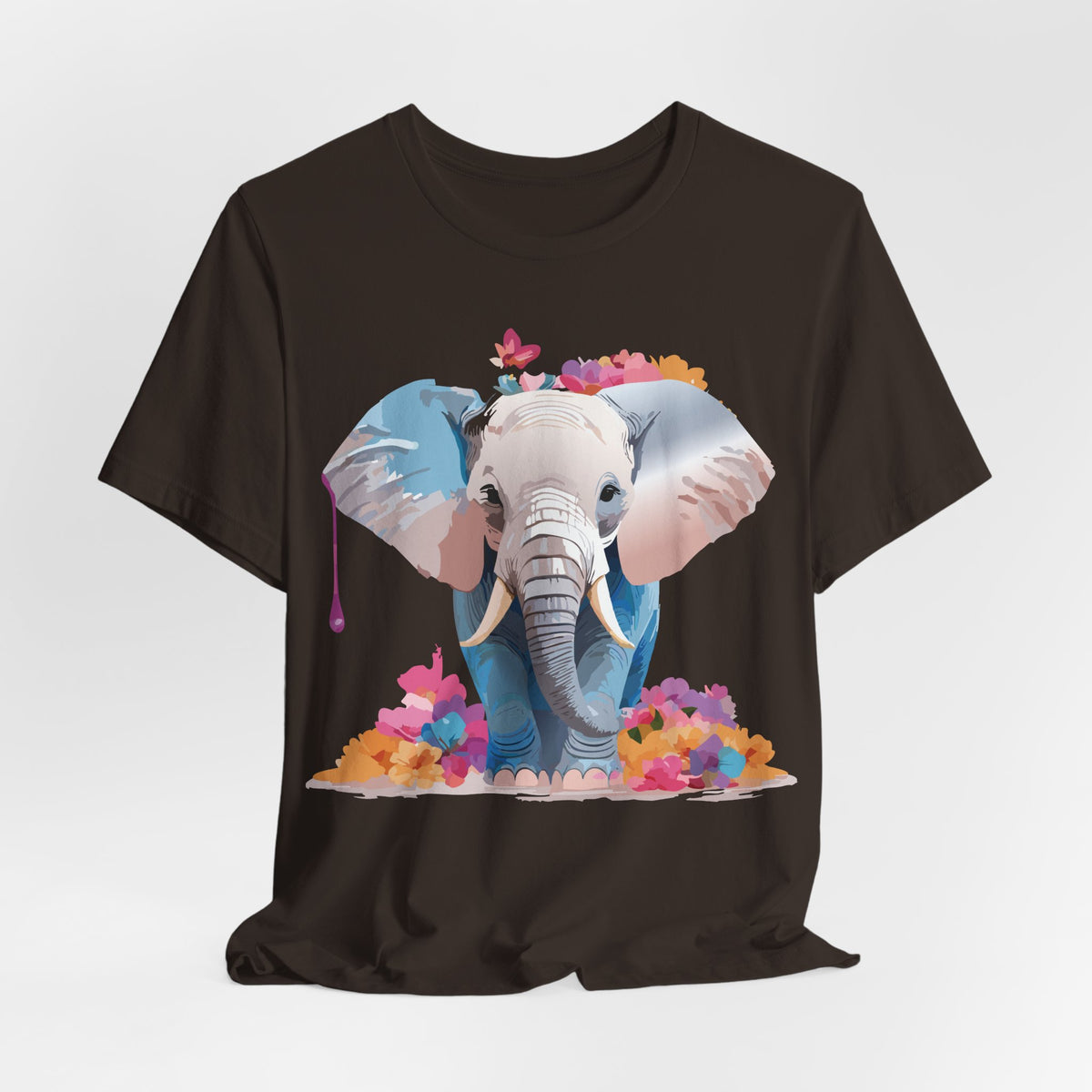 Elephant Graphic Unisex Cotton Bella+Canvas Tee with Art Animal Design e128