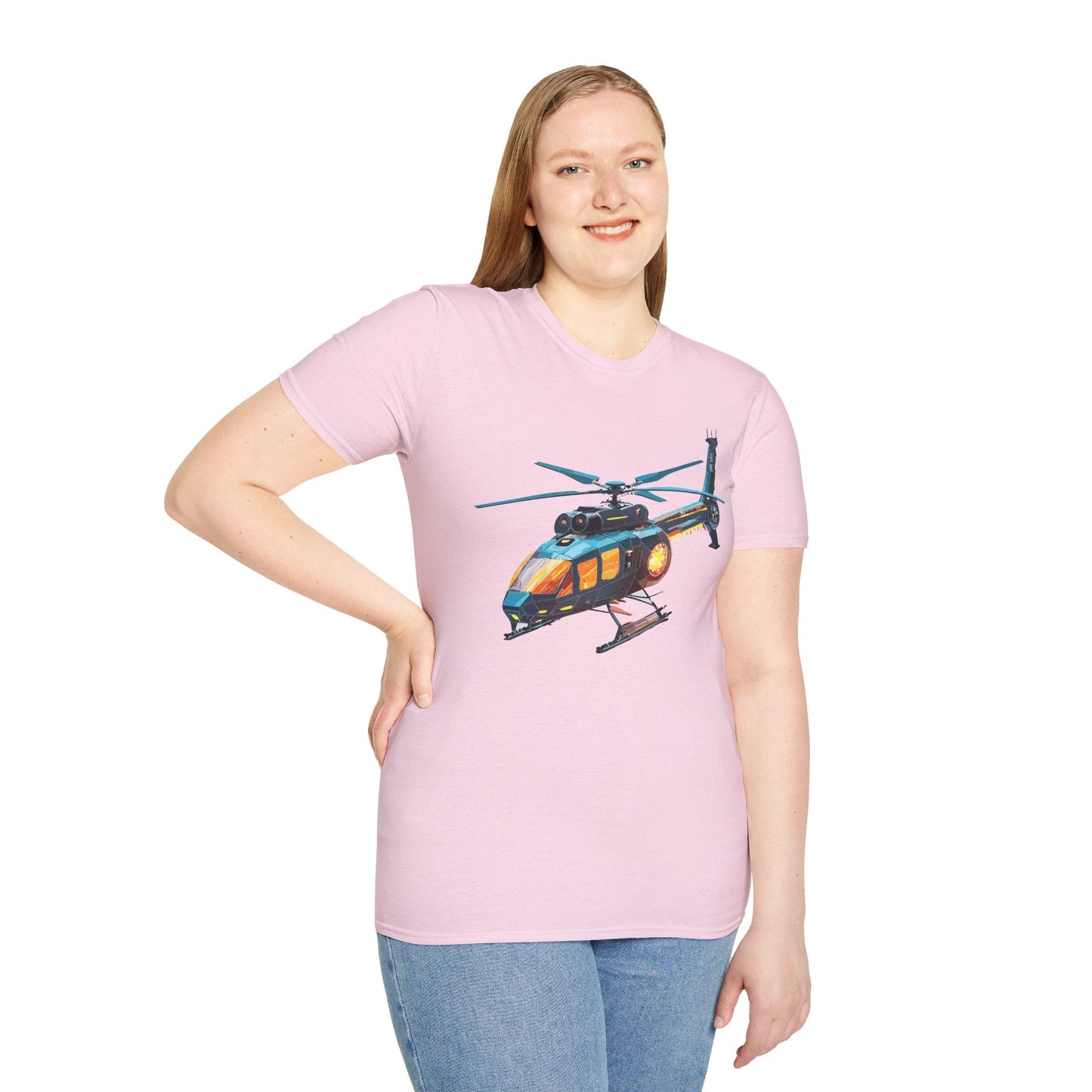 Chopper Helicopter Graphic Unisex Cotton Softstyle Short Sleeve Tee 1