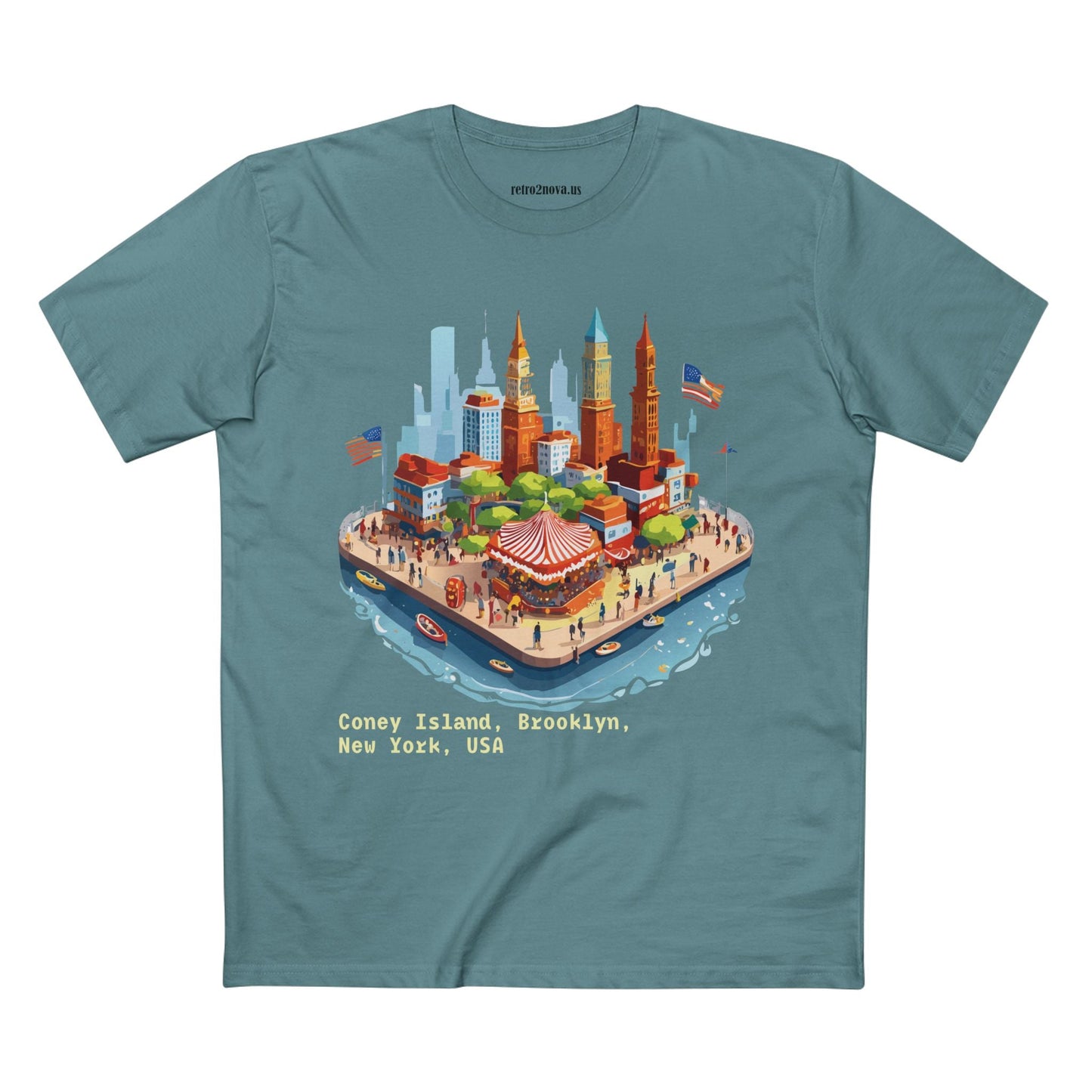 Unisex Premium Cotton Staple Tee With Original Art Design From Retro2Nova Brooklyn Travel Shirt