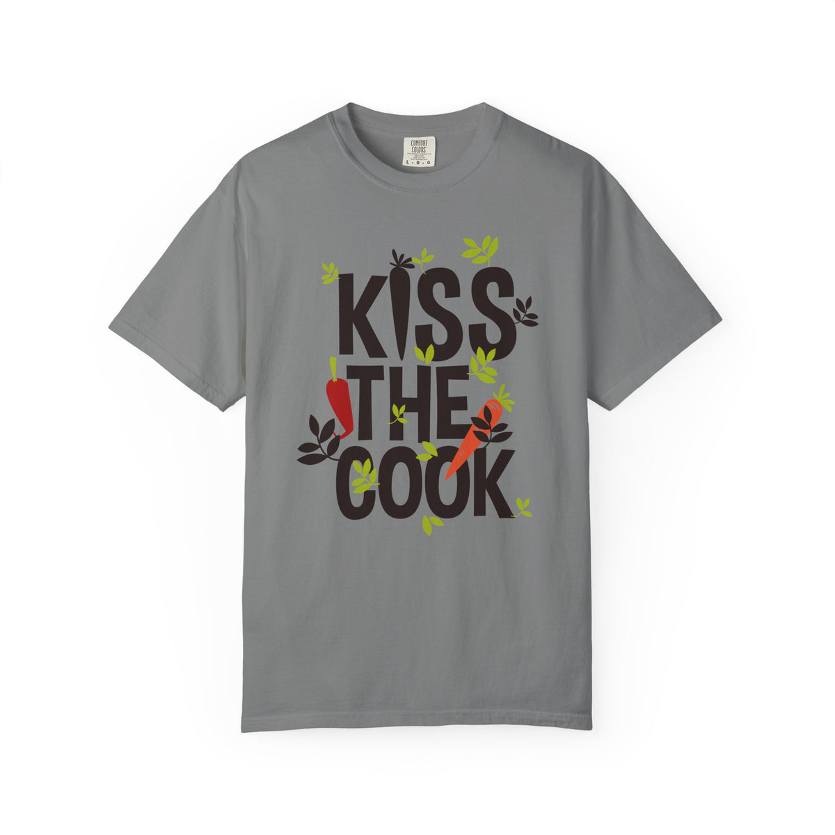 Kiss The Cook Chef Kitchen Cooking Graphic Unisex Comfort Colors Garment-Dyed Heavyweight 100 Cotton Art Design T-Shirt w6