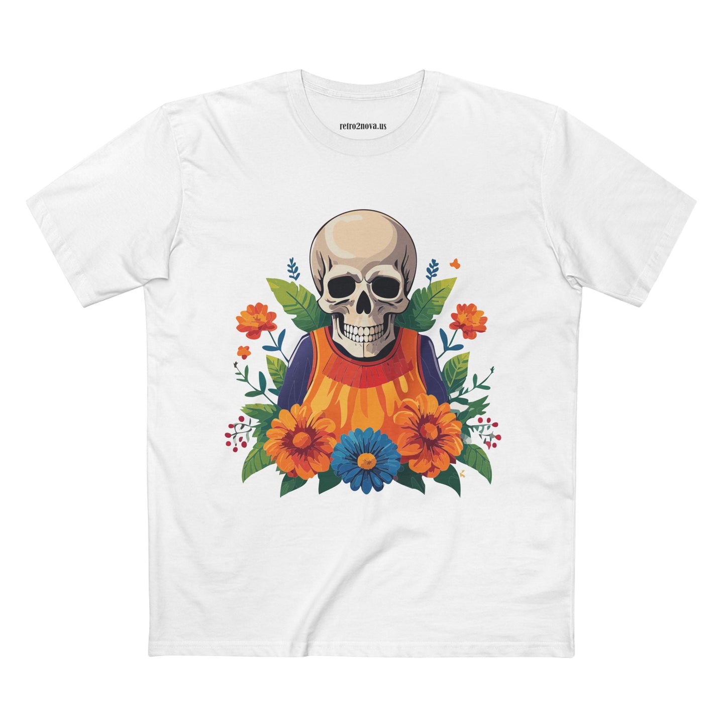 Retro2Nova Skull Shirt Unisex Skeleton Tee Premium Cotton Art Design Original Artwork Collection