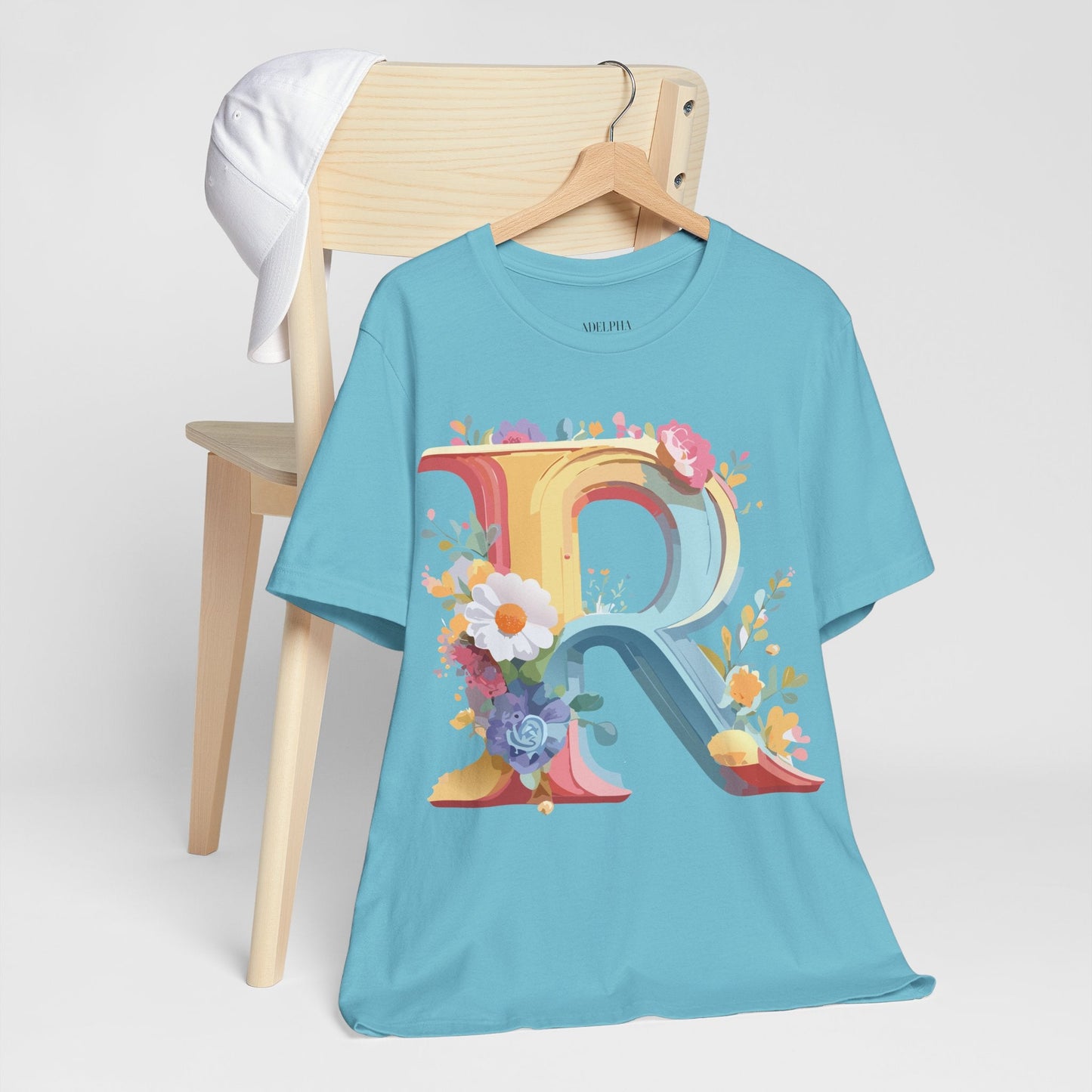 Adelpha Letter R Graphic Tee Unisex Short Sleeve Vintage Style Art Design Artwork Premium Fit