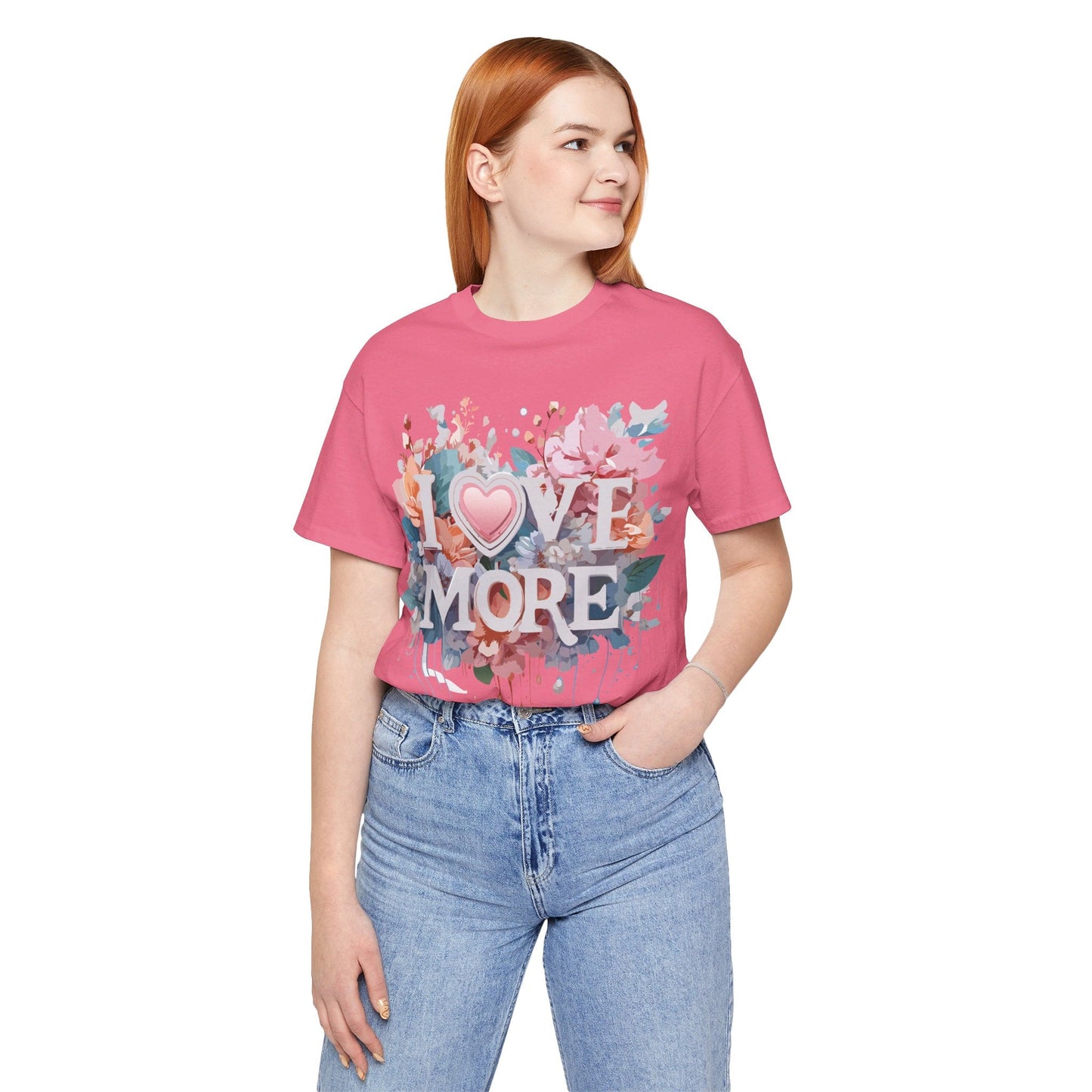 Valentine Day Graphic Unisex 100 Cotton Vintage Artwork with Love and Flower Design Tee 17
