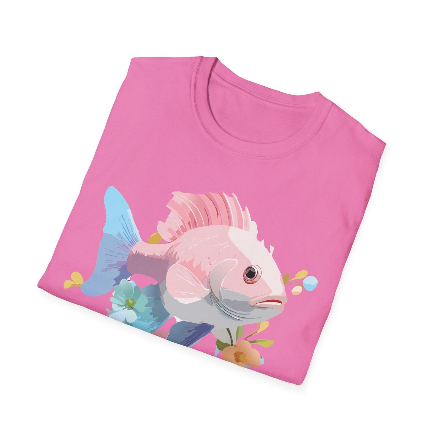 Fish Art Design Shirt Unisex Graphic Tee With Fish Illustration Gildan Softstyle 64000