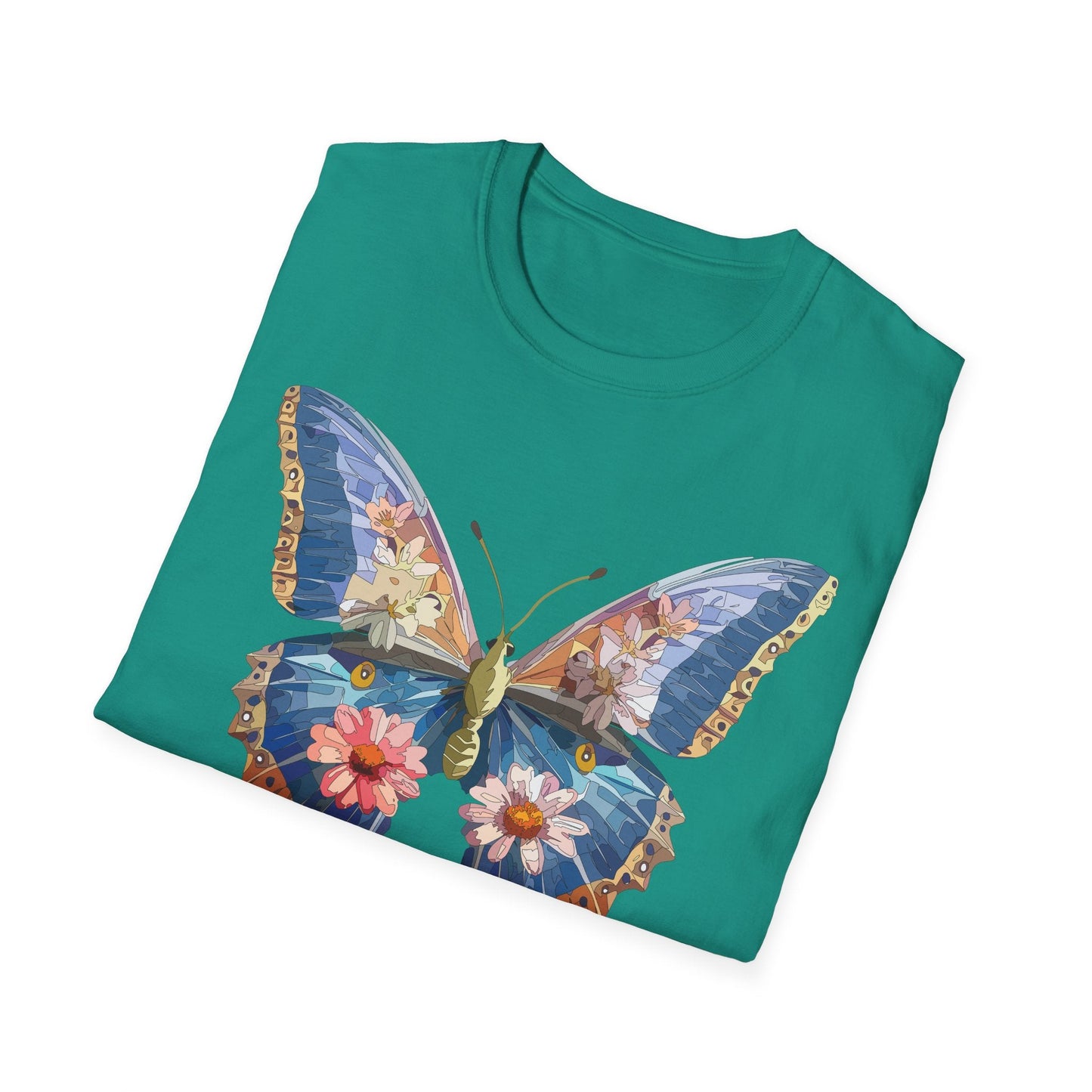 Butterfly T Shirt Unisex Softstyle 64000 Gildan Monarch Design 100 Percent Ring Spun Cotton Tee