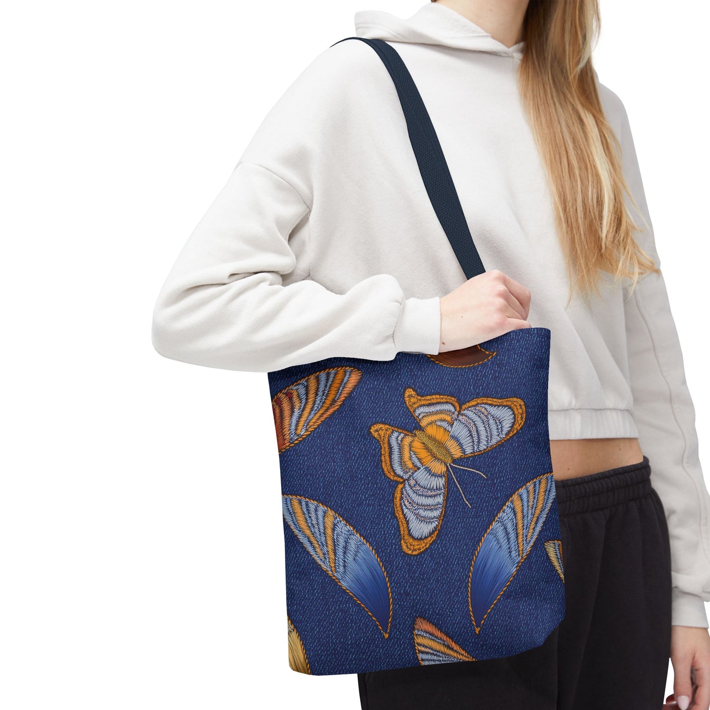 Denim Fabric Imitation Print Unisex Canvas Bag Poly Spun 3 Sizes Tote Bag 173